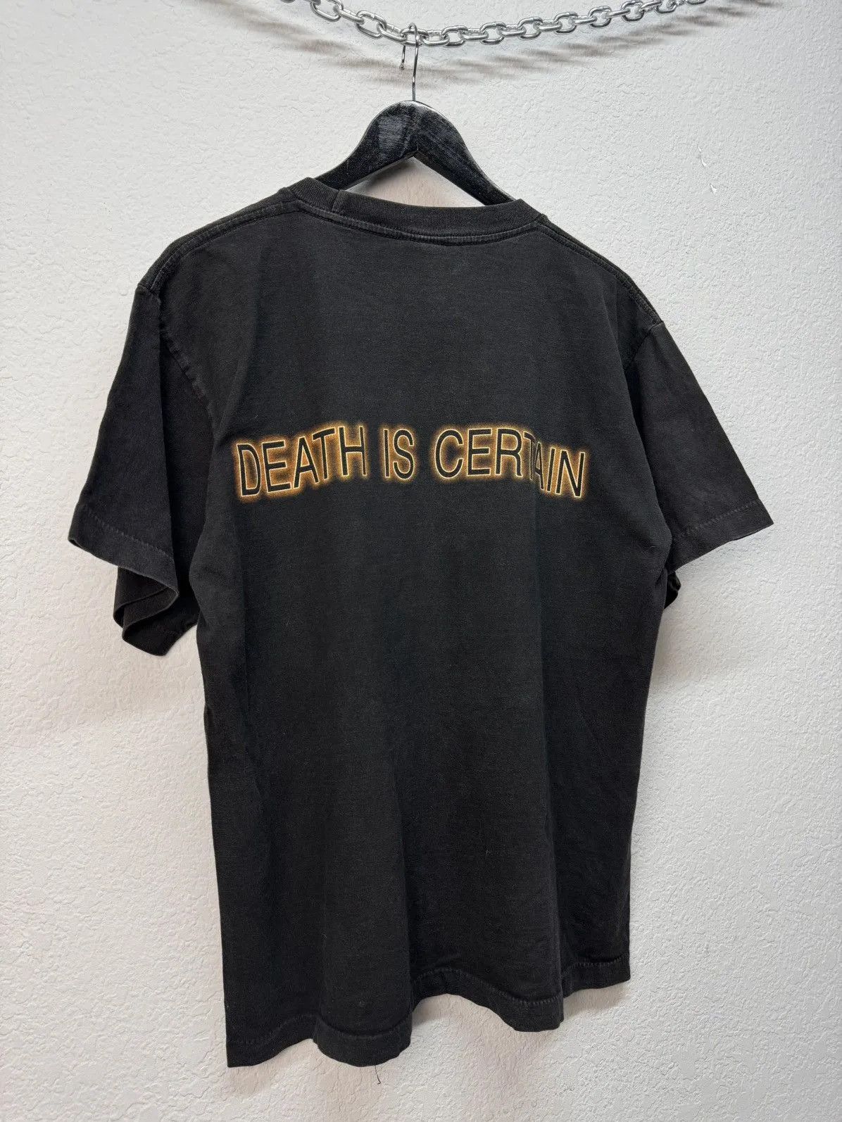 Band Tees Vintage 3d Emblem Death Is Certain Rare Military Made In USA Size US XL / EU 56 / 4 - 11 Thumbnail