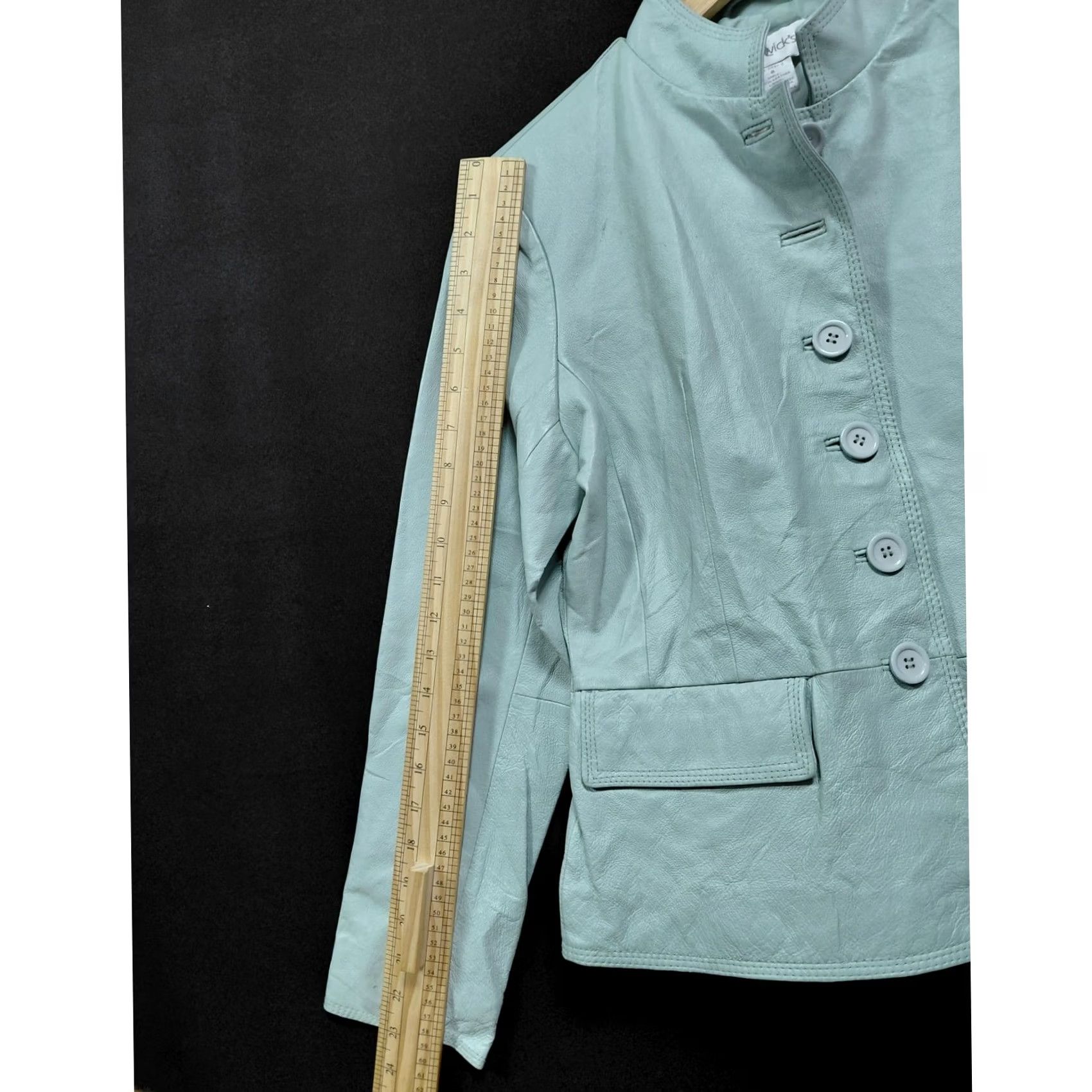 Vintage Chadwick's Leather Jacket Blue Solid Long Sleeve 100% Leather Women Size 8 Size M / US 6-8 / IT 42-44 - 6 Thumbnail