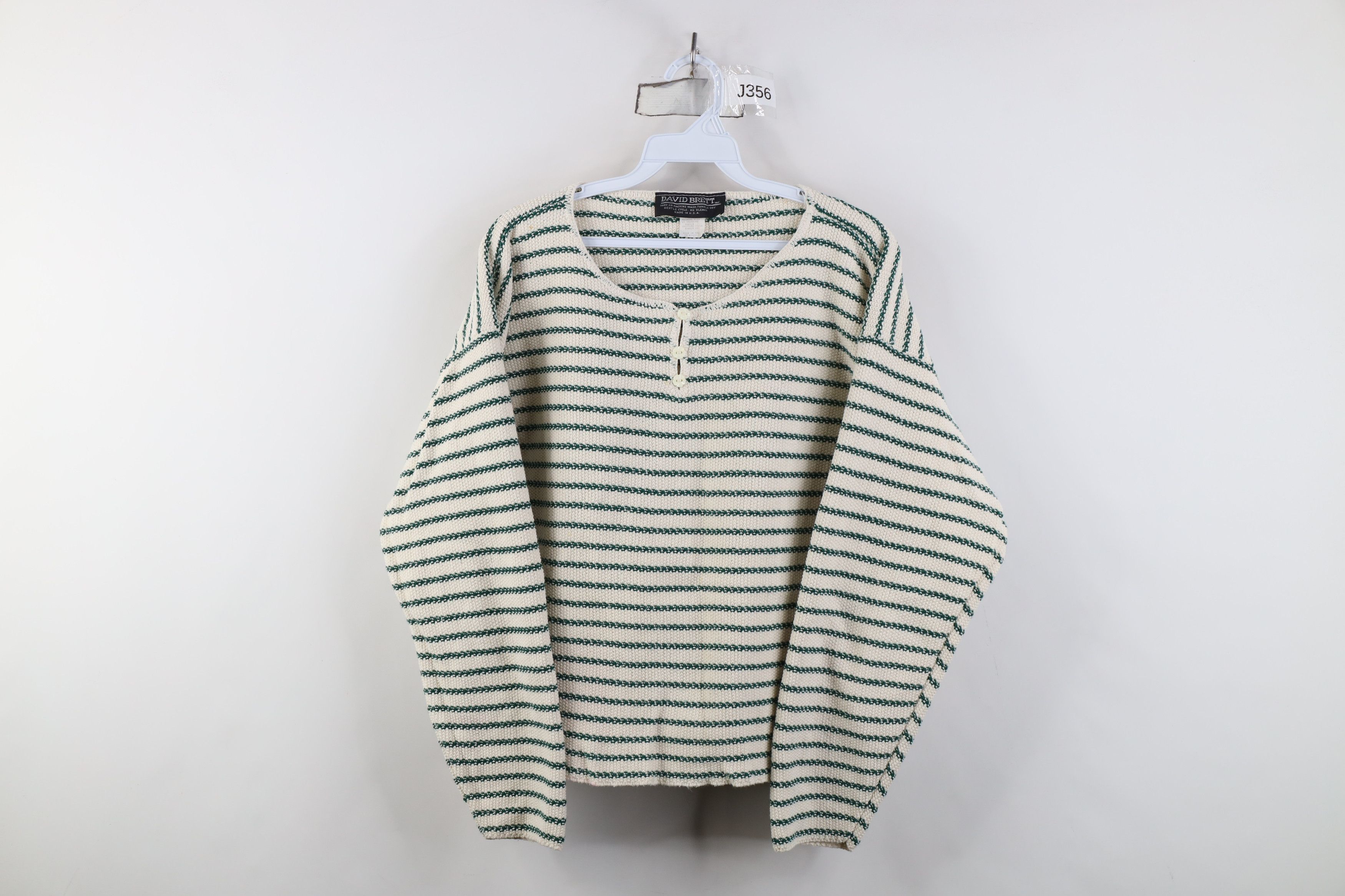 Vintage Vintage 90s Streetwear Boxy Striped Knit Henley Sweater USA Size M / US 6-8 / IT 42-44 - 1 Thumbnail