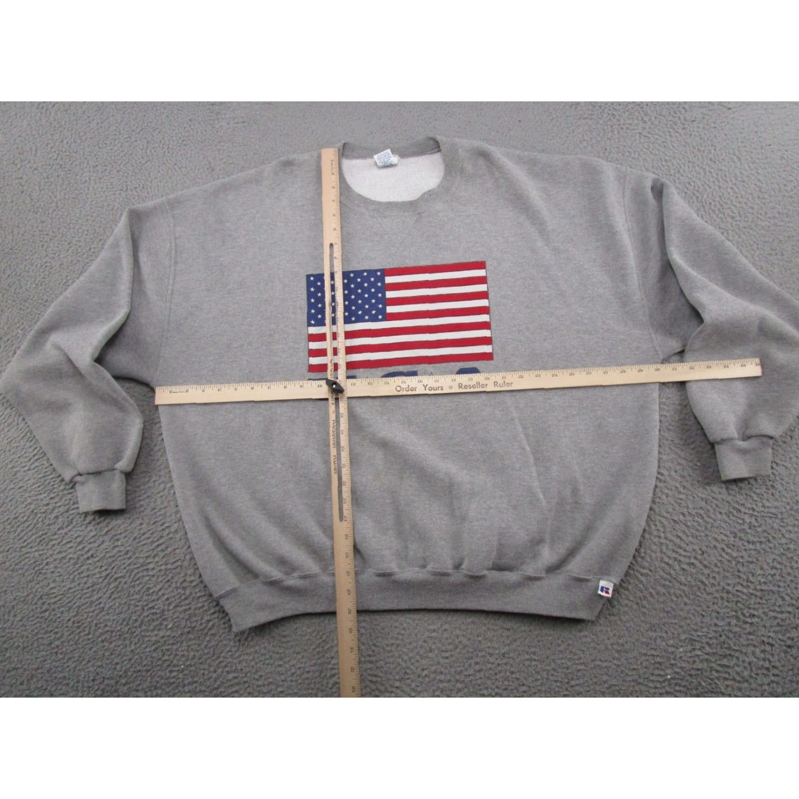 Russell Athletic VINTAGE Russell Athletic USA Flag Stars Stripes Crewneck Sweatshirt 3XL Mens Gray Size US XXL / EU 58 / 5 - 7 Thumbnail