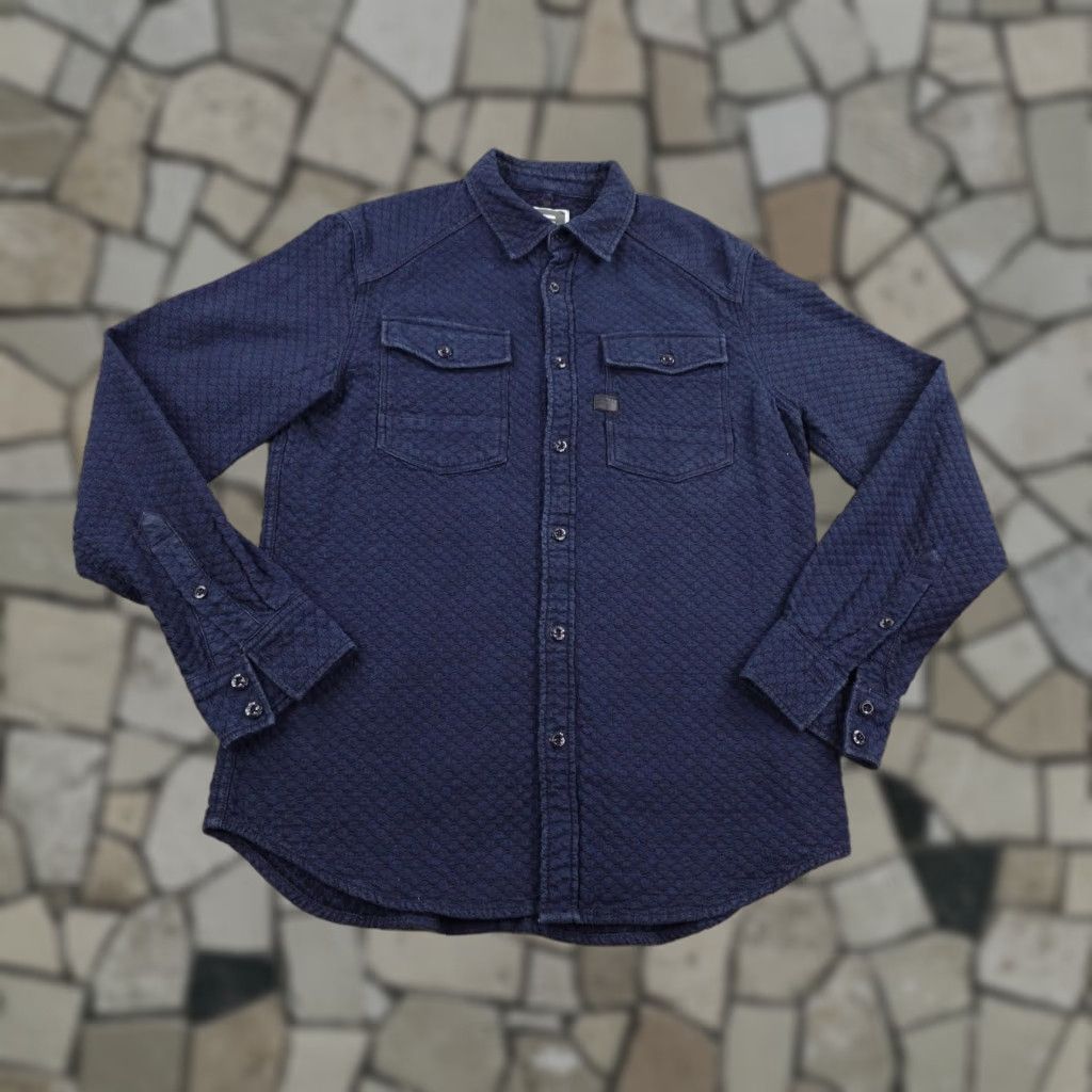 Vintage G-STAR RAW Shirt Mens M Blue Coban Textured Quilted Button-Up Geometric Outdoor Long Sleeve Pockets Mens Size US M / EU 48-50 / 2 - 1 Thumbnail