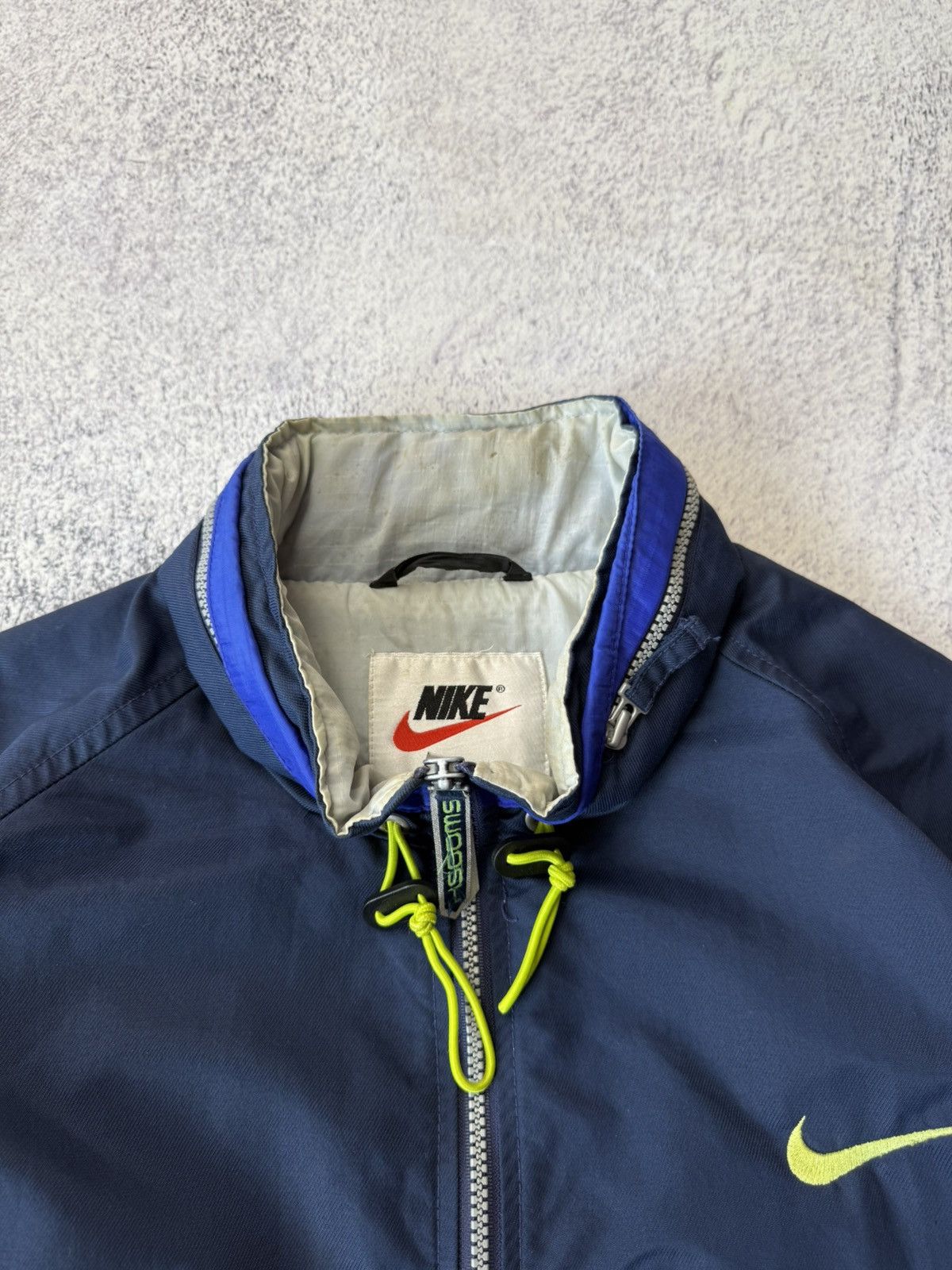 Nike Nike Vintage 90s Big SWOOSH Logos Navy/Blue Nylon Jacket Size US L / EU 52-54 / 3 - 8 Thumbnail