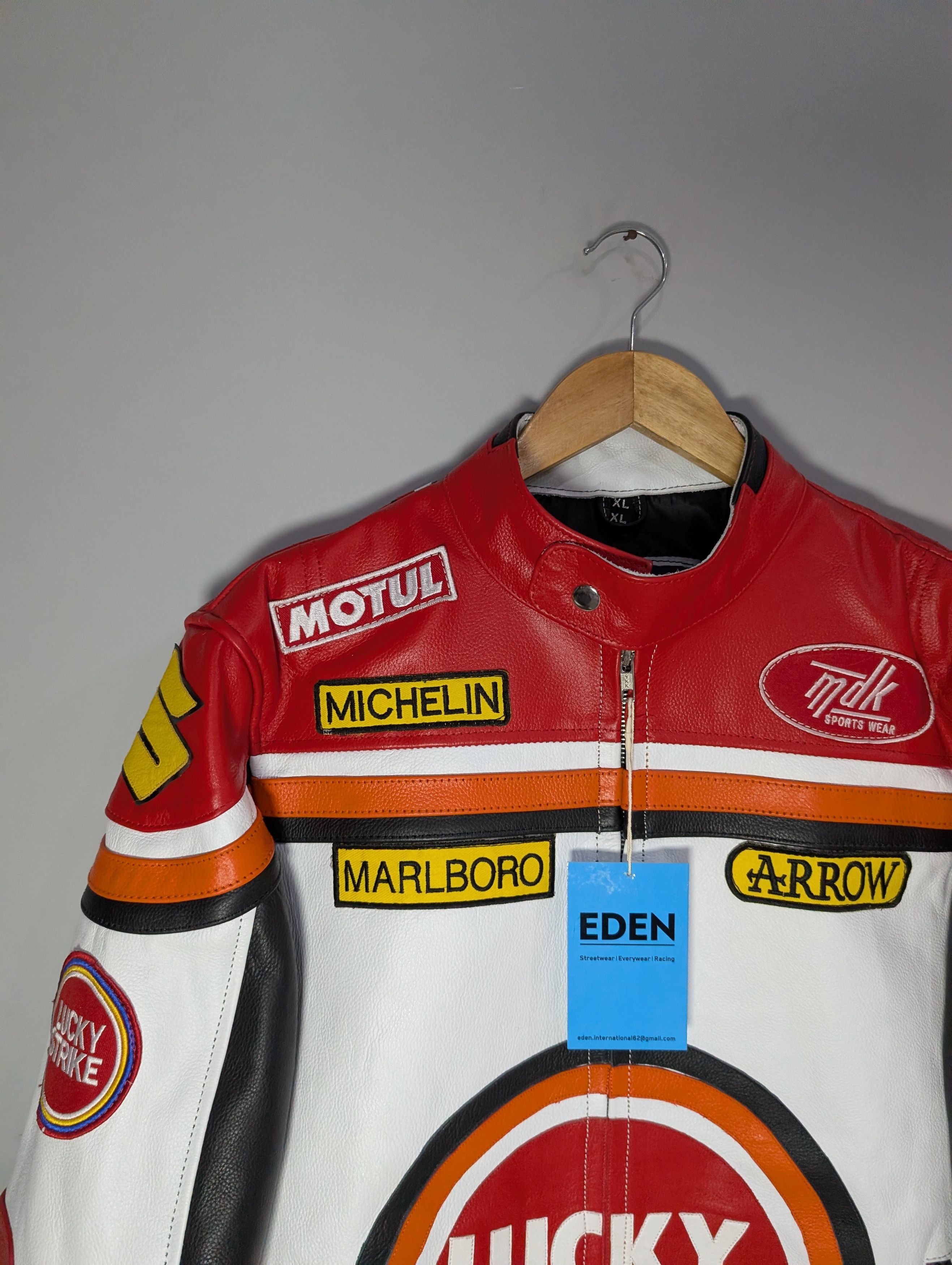 Vintage 🔥Lucky Strike🔥 Oversized Vintage 90s Leather Jacket Retro Size XXL / US 16-18 / IT 52-54 - 5 Thumbnail