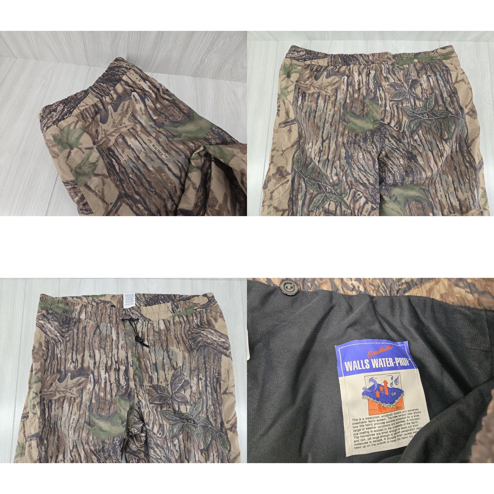 Walls VINTAGE Walls Water Pruf Camo Hunting Drawstring Pants Mens Large Regular 36-38 Realtree Size US 40 / EU 56 - 8 Thumbnail