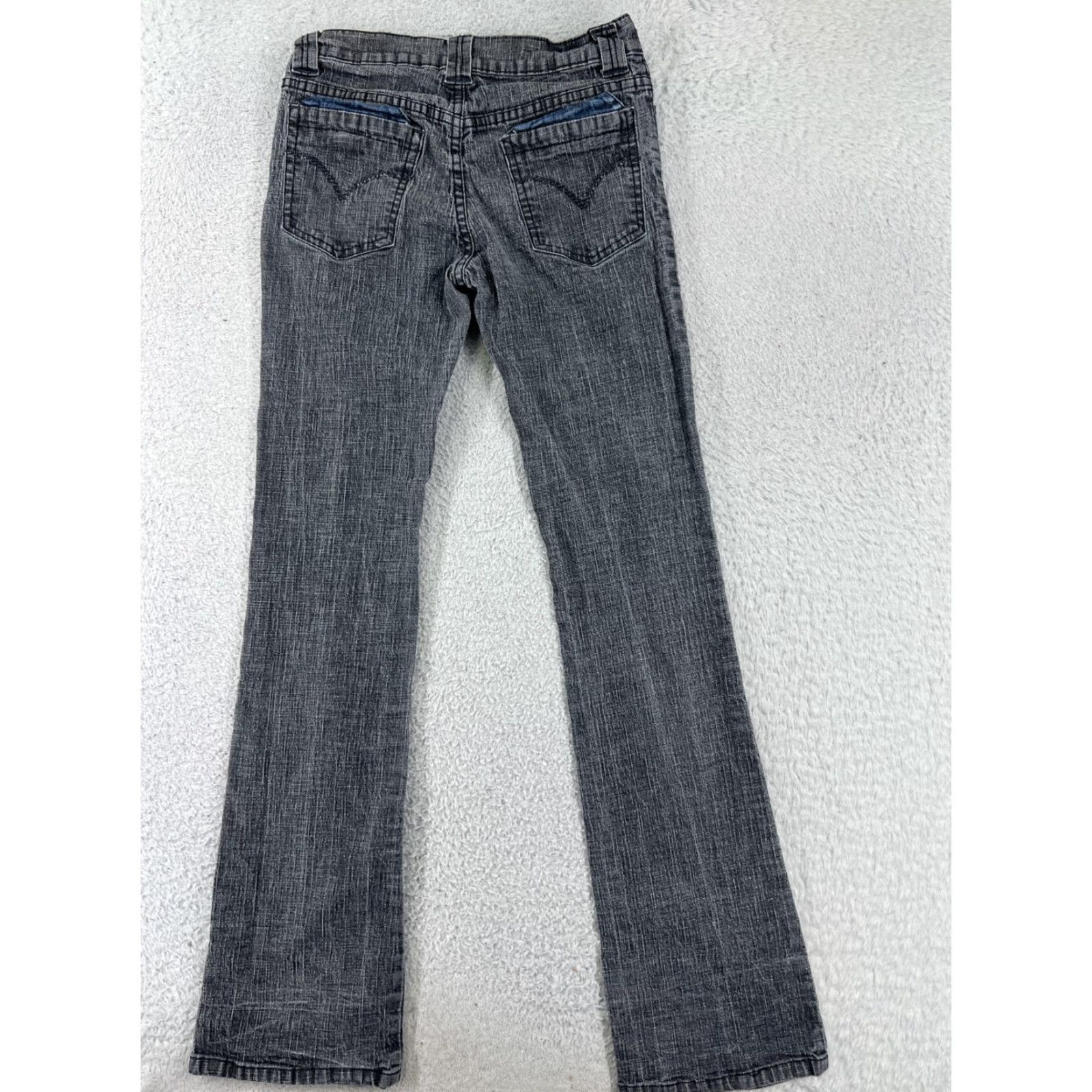 Vintage XES Women's Bootcut Jeans Size 5 Black Denim Regular Fit Mid Rise Embroidered Cotton Blend Vintage 90s Size 27" / US 4 / IT 40 - 2 Thumbnail