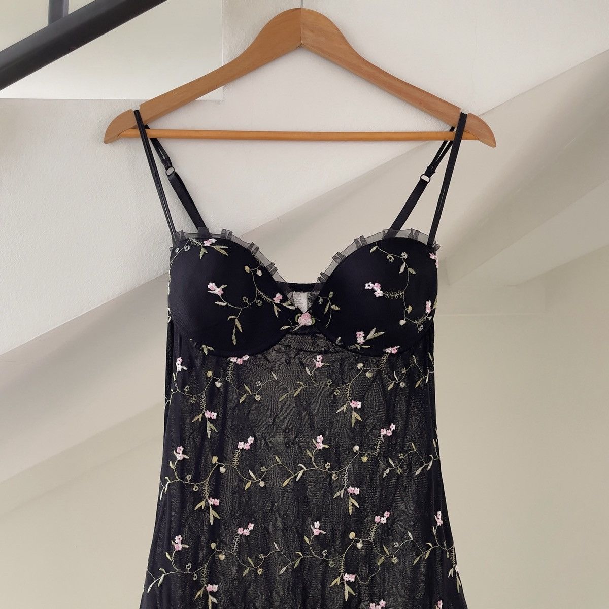 Other Romantic Y2K Black Floral Embroidered Mesh Slip Dress (M–L) Size L / US 10 / IT 46 - 4 Thumbnail