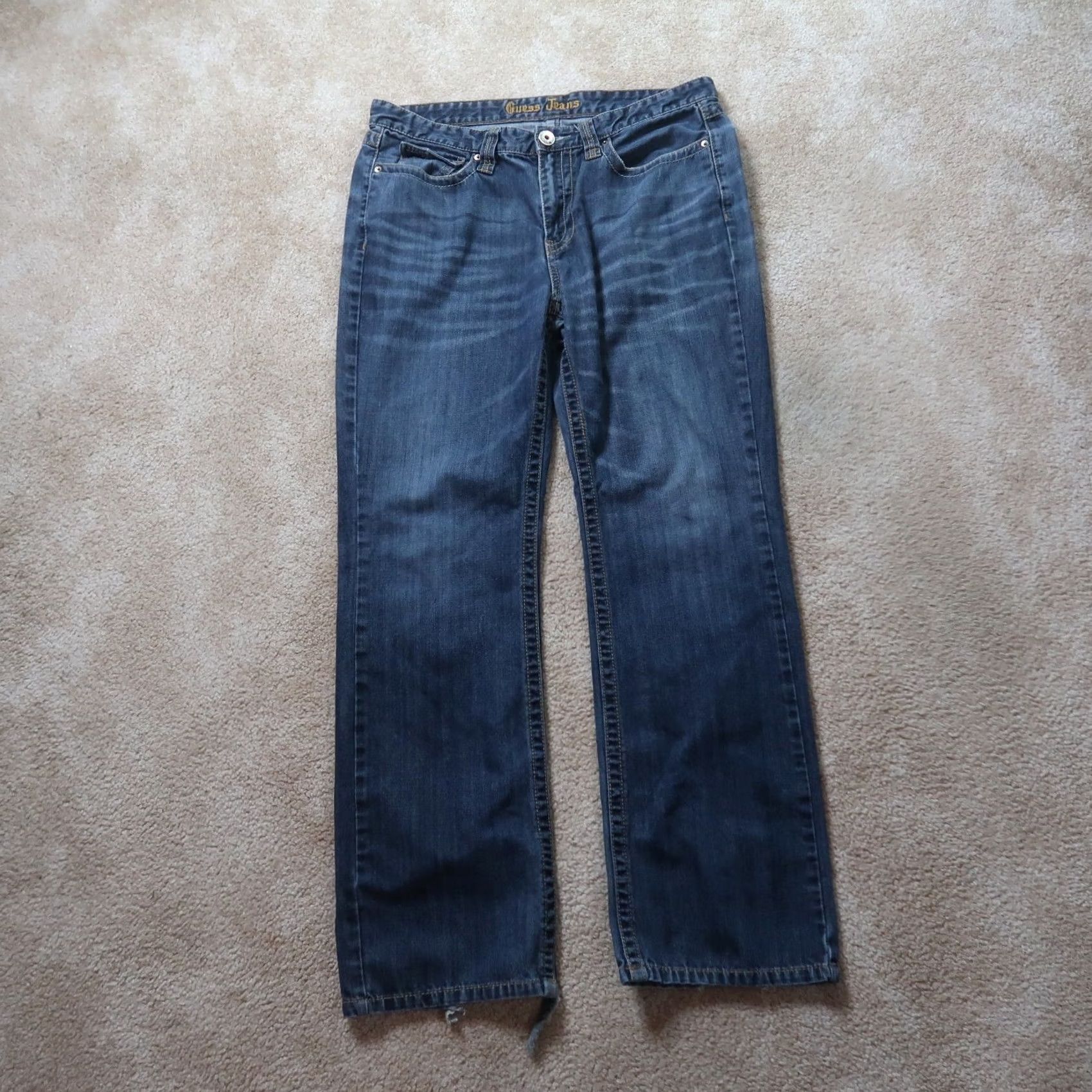 Guess GUESS Jeans Straight Leg 36x32 Men Blue Denim 5-Pocket Relaxed Regular Waist Vintage: No Denim Pants Flap pockets Jeans N/A Size US 36 / EU 52 - 2 Thumbnail