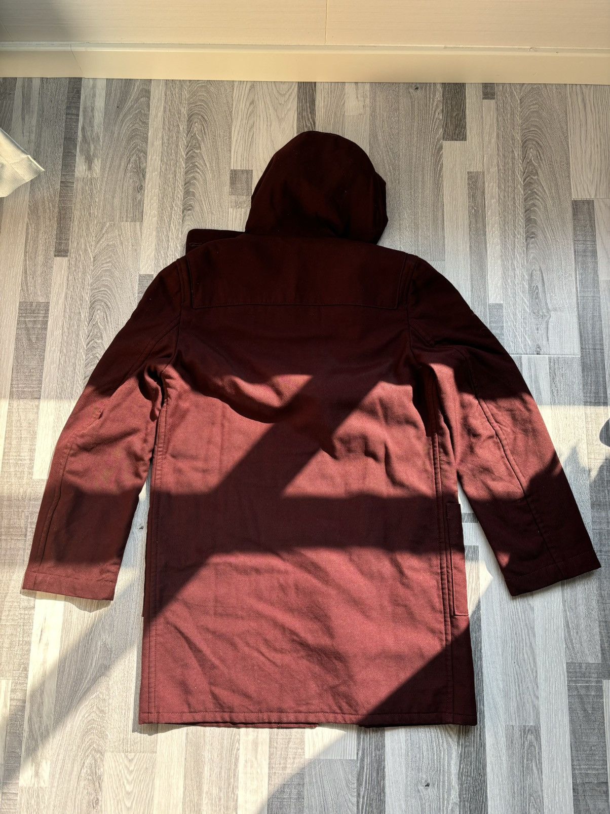 Comme des Garcons Junya Watanabe MAN AD2002 Wine Red Padded Hooded Duffle Coat Size US S / EU 44-46 / 1 - 2 Thumbnail
