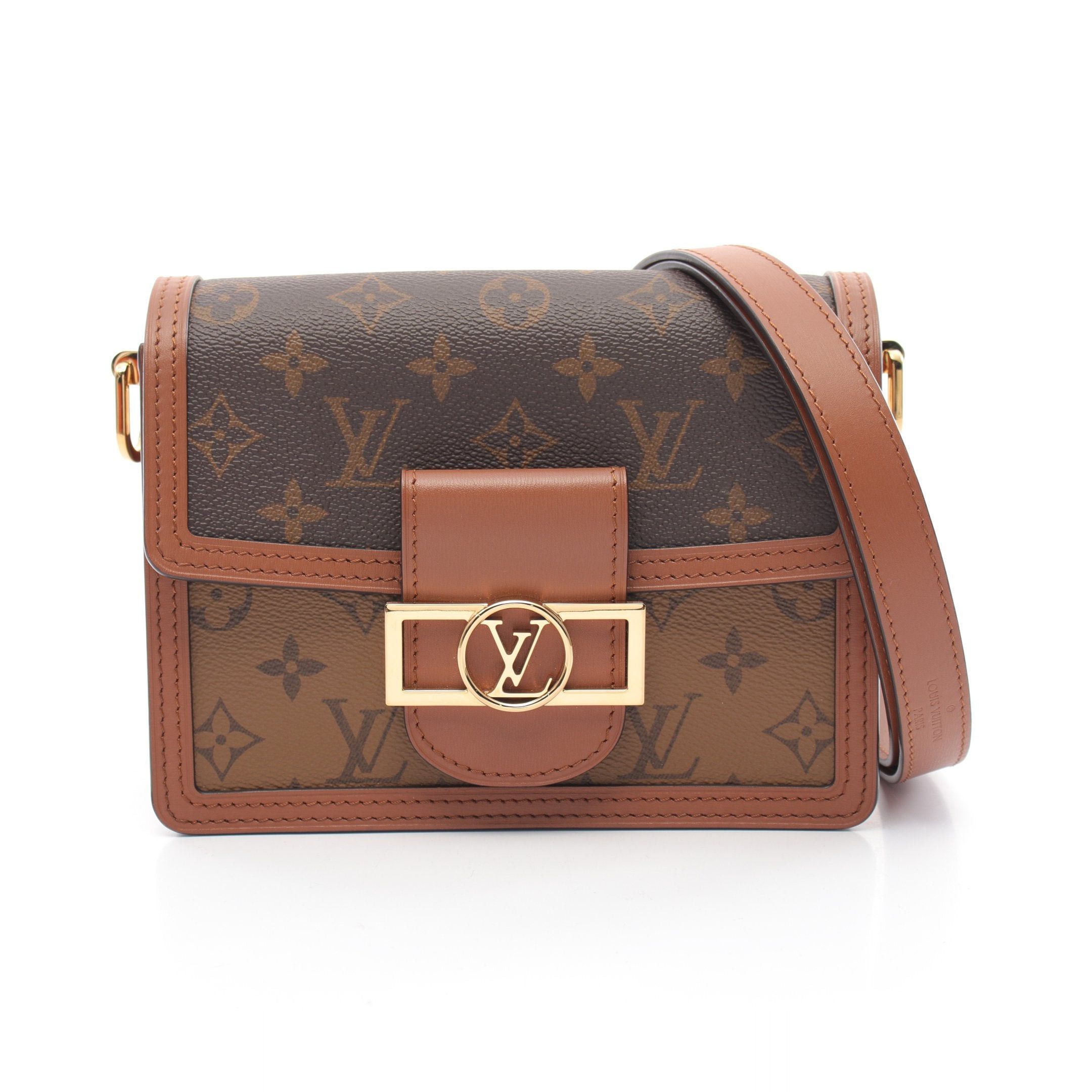 Louis Vuitton Louis Vuitton Dauphine Mini Monogram Reverse Shoulder Bag Leather Brown Beige Size ONE SIZE - 1 Thumbnail