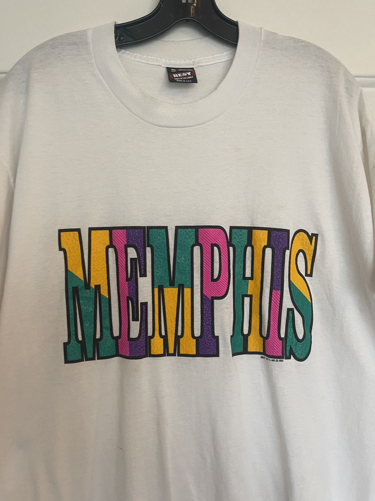 Fruit Of The Loom × Vintage Vintage 1993 Memphis Tennessee Tourist White T-shirt Size US XL / EU 56 / 4 - 2 Thumbnail