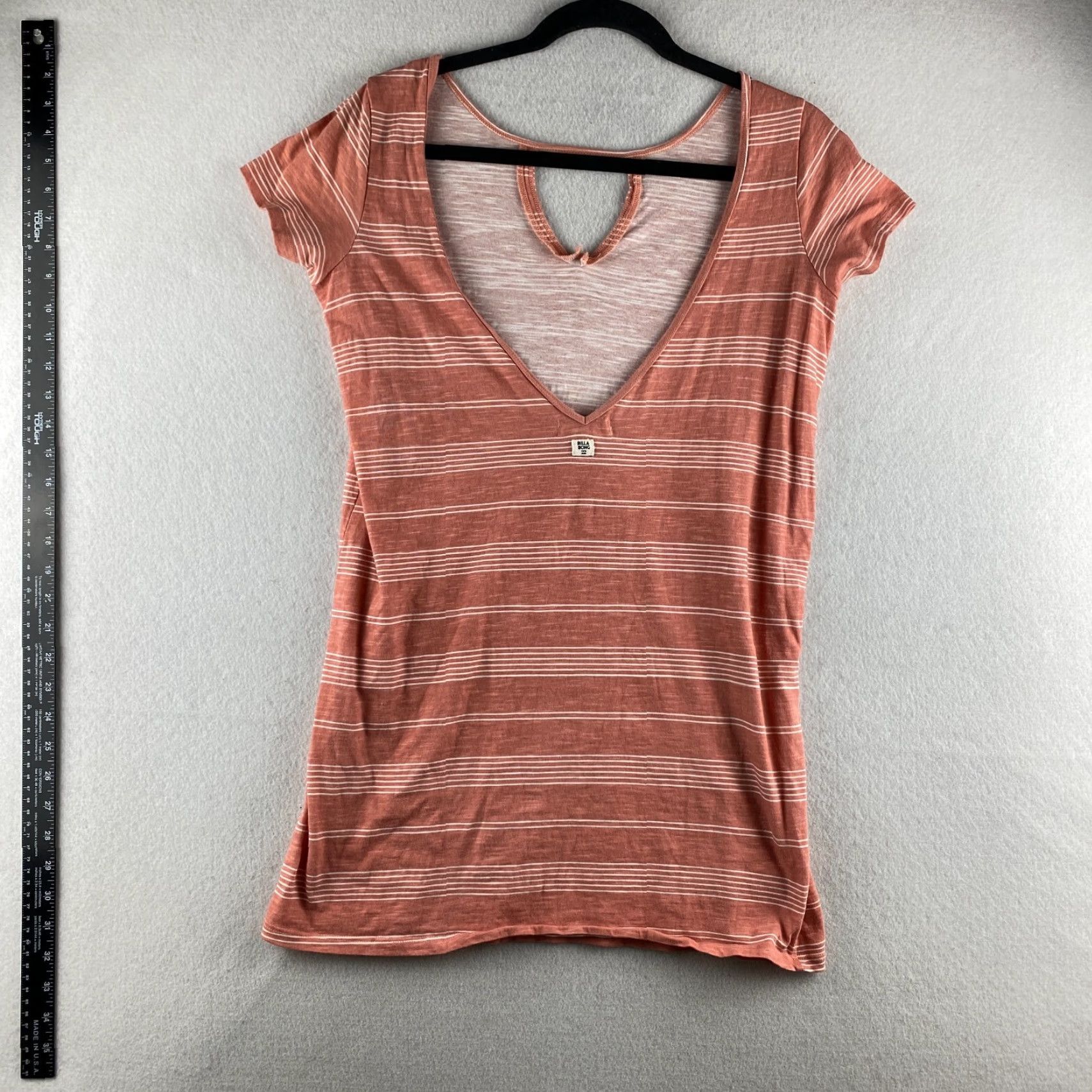 Billabong Billabong Shirt Womens M Pink Striped Cap Sleeve Open Back Soft Knit Casual Blouse Size M / US 6-8 / IT 42-44 - 7 Thumbnail