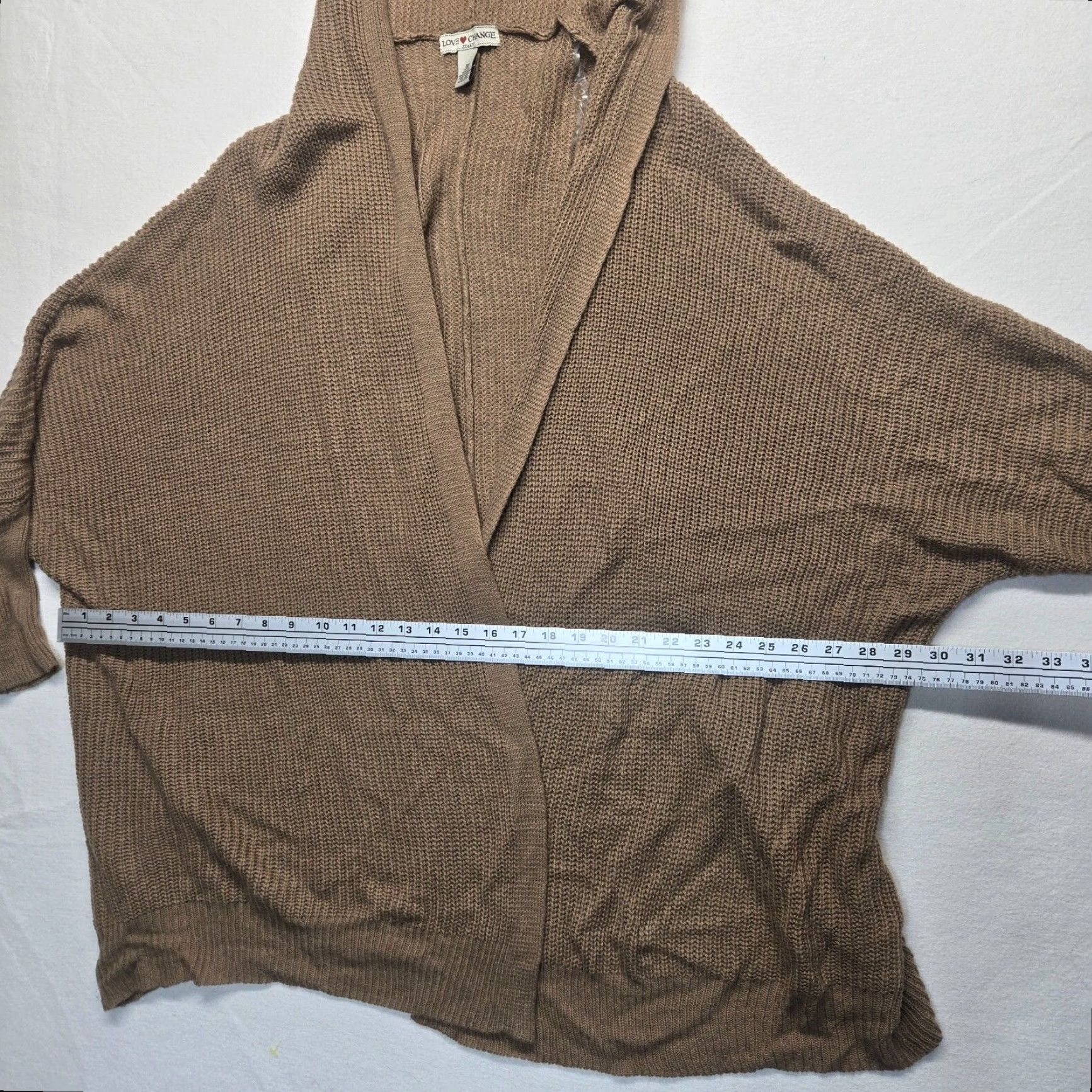 Changes Love Change Cardigan Sweater Adult 3X Brown Open Front Solid Womens 90s? Size XXL / US 16-18 / IT 52-54 - 5 Thumbnail