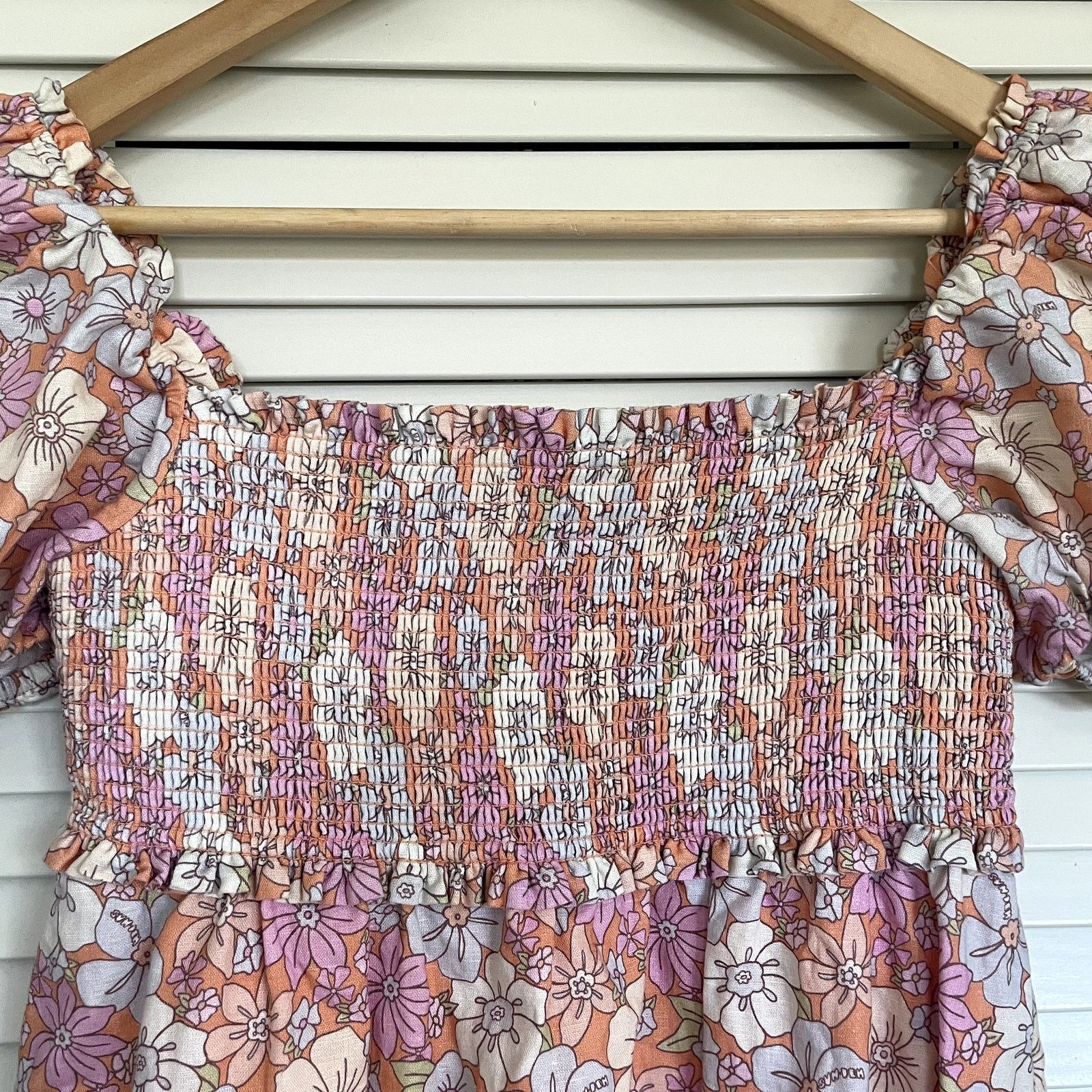 Aritzia Aritzia Sunday Best Retro Smocked Linen Cotton Mini Dress S Size S / US 4 / IT 40 - 6 Thumbnail