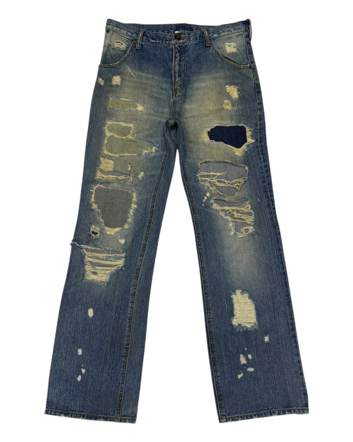 Drain Gang × GOSTAR DE FUGA × Undercover G Land Egde Patchwork Baggy Jeans Distressed Denim Jeans Size US 34 / EU 50 - 8 Thumbnail