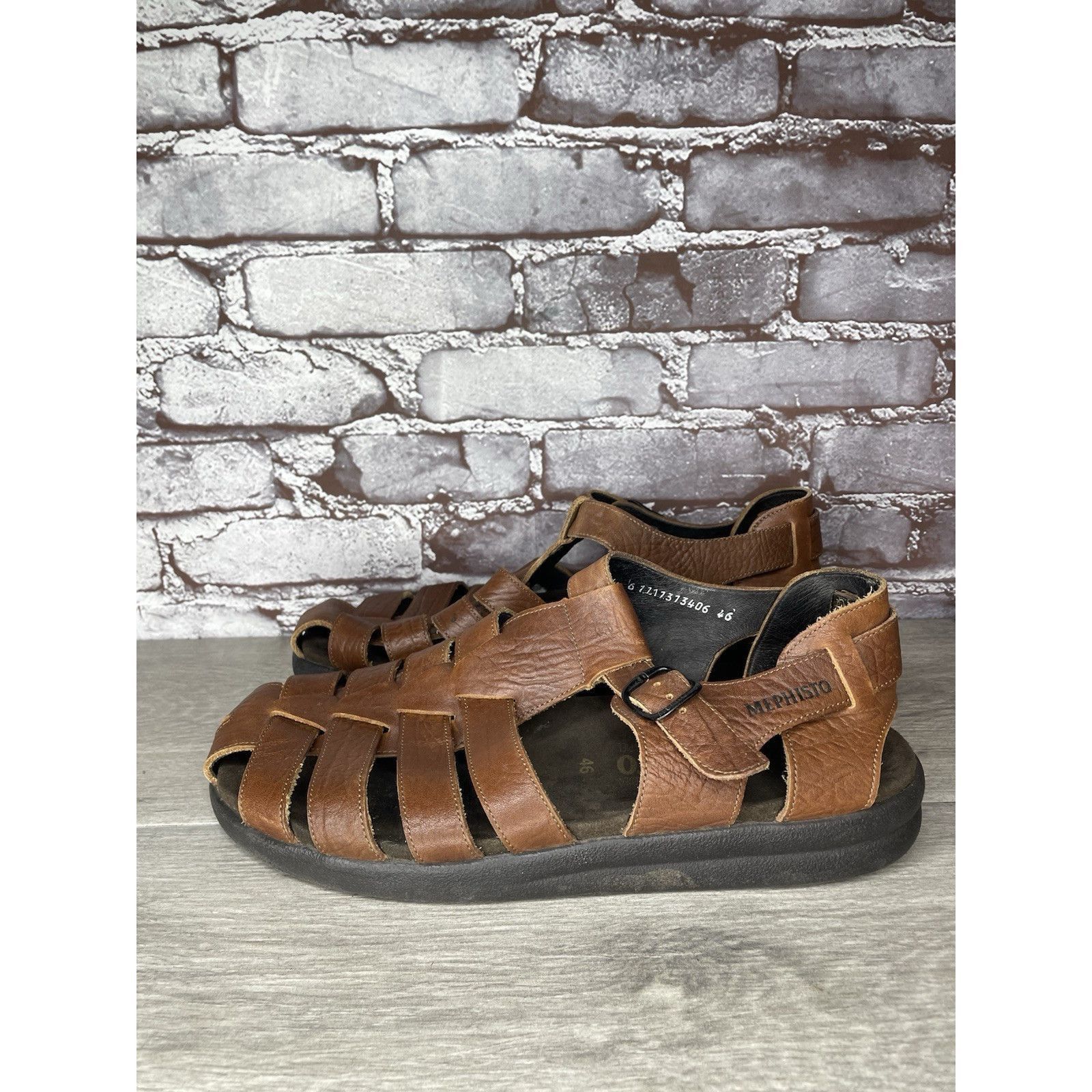 Mephisto MEPHISTO 4x Shock Brown Leather Fisherman Casual Strap Sanda Size US 13 / EU 46 - 10 Thumbnail