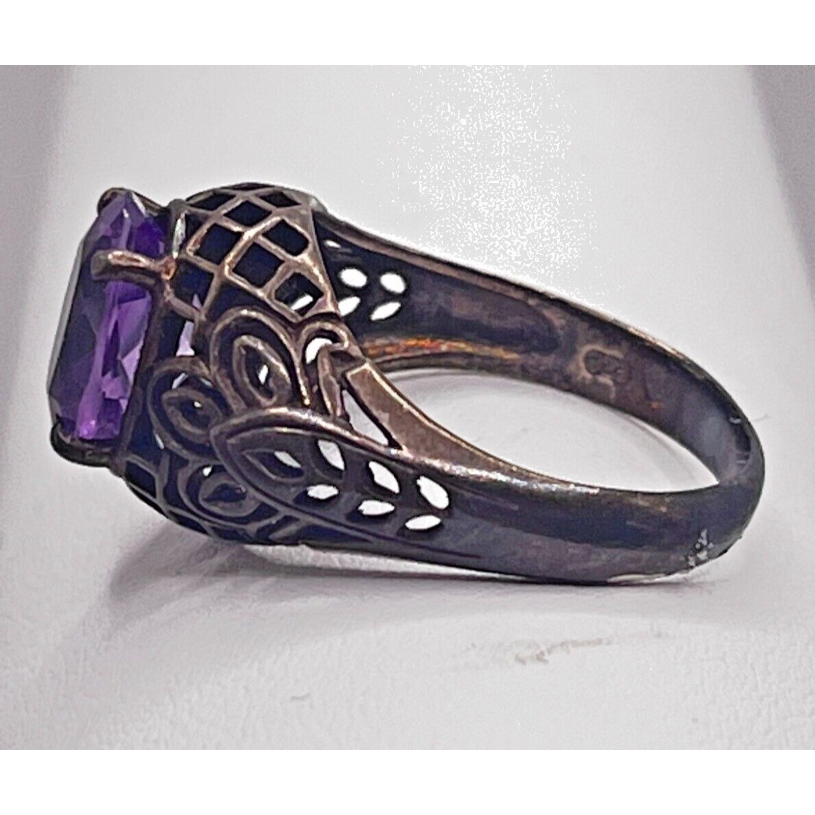 Other 1CT Natural Amethyst 925 Silver Victorian Style Ring Sz 8 Size ONE SIZE - 2 Thumbnail