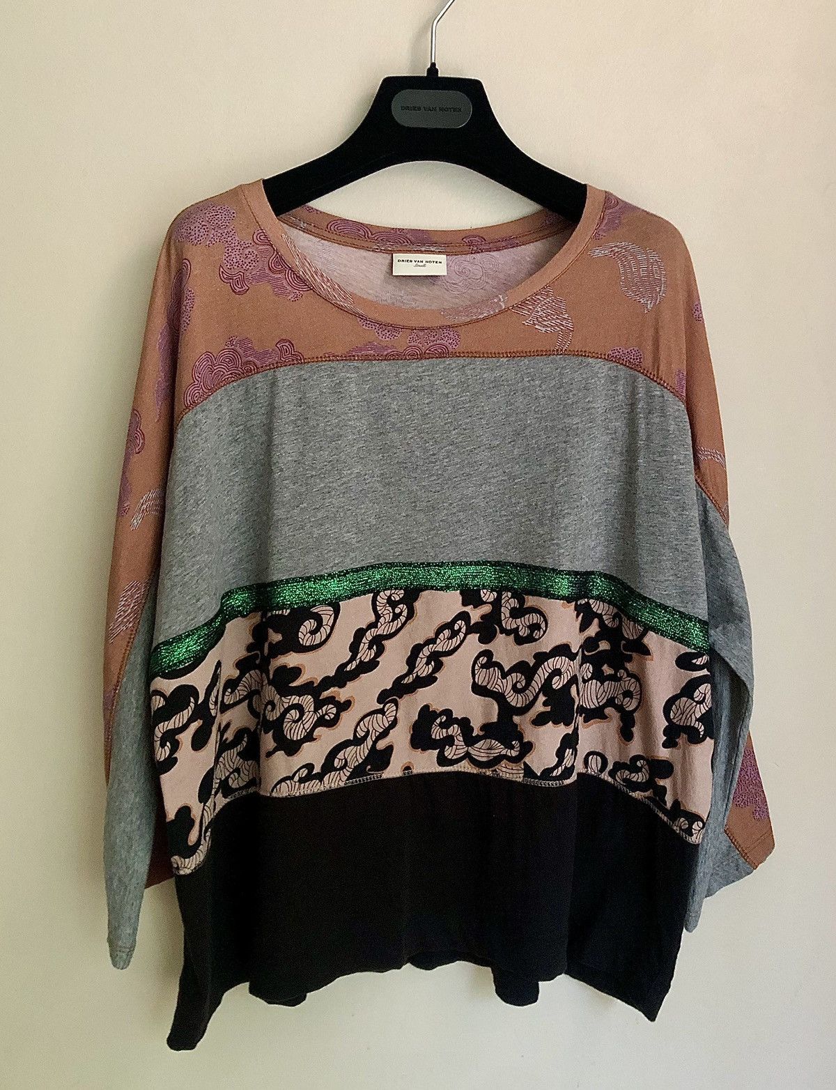 Dries Van Noten Dries Van Noten Glittered Striped Multi Print Shirt Size US S / EU 44-46 / 1 - 2 Thumbnail
