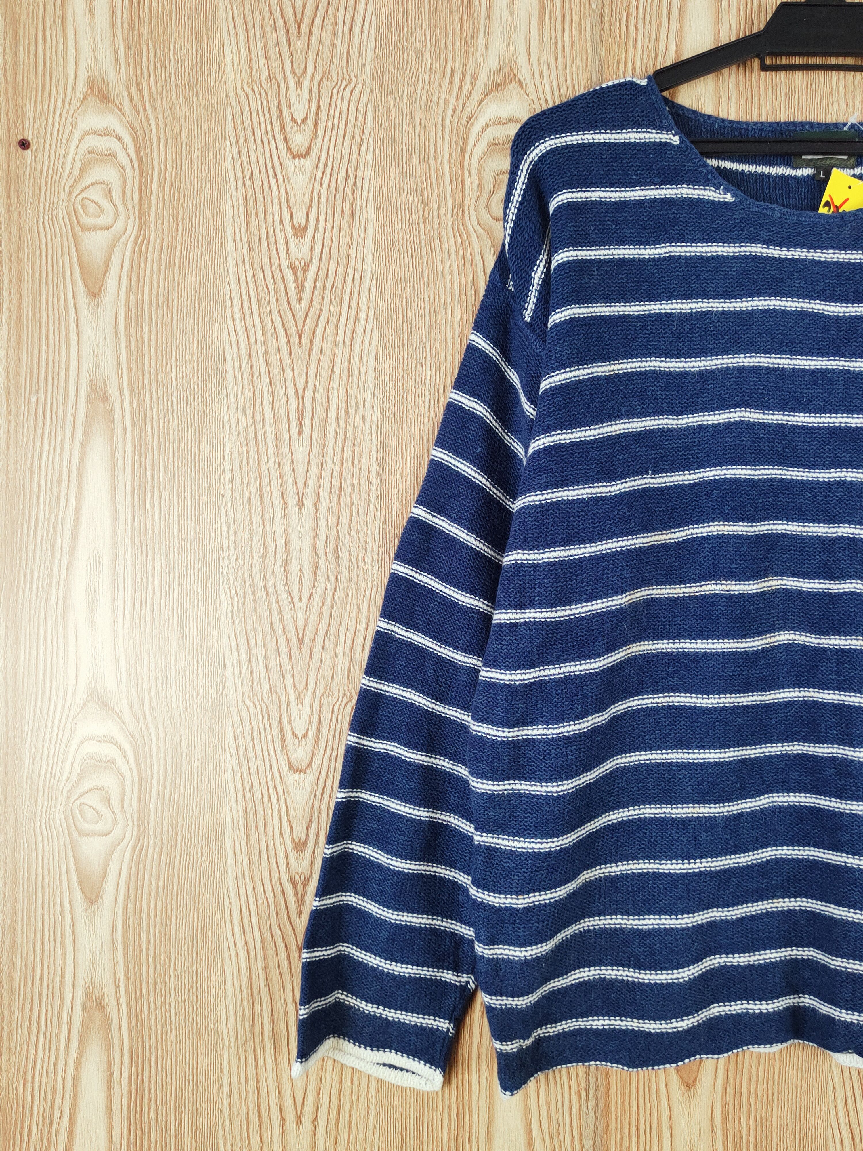 Homespun Knitwear Uniqlo Blue White Stripe Knitwear Long Sleeve T-shirts #W815 Size US L / EU 52-54 / 3 - 3 Thumbnail
