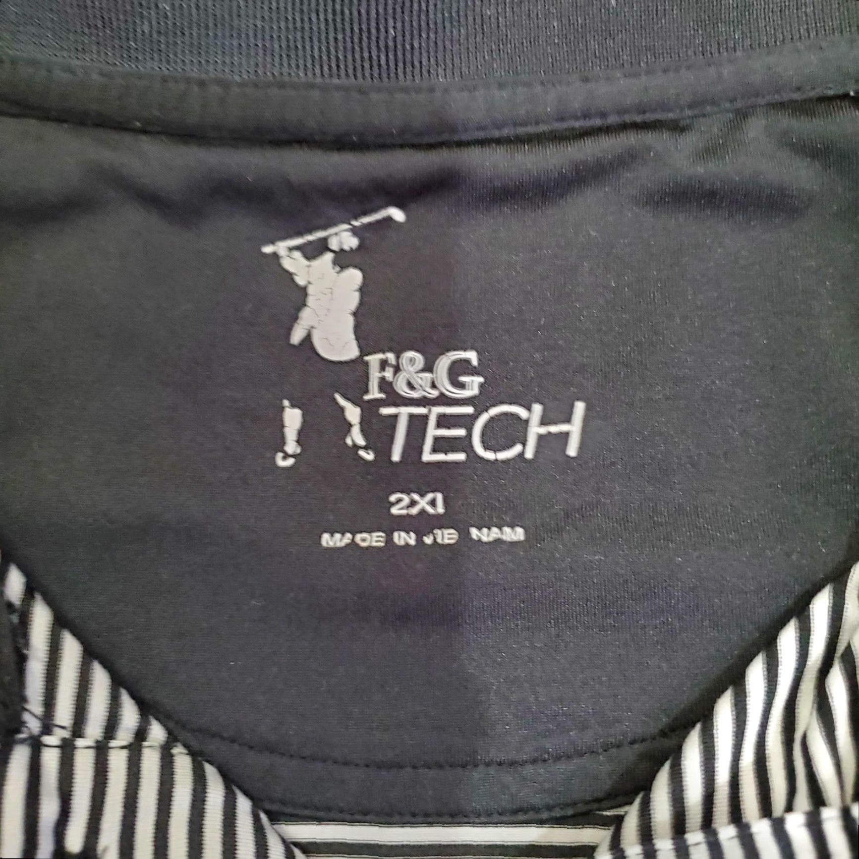 Vintage F&G Tech Polo Shirt Mens 2XL Black White Striped Golf Performance Stretch Shirt Mens 2XL Black White Striped Golf Performance Stretch Size US XXL / EU 58 / 5 - 3 Thumbnail
