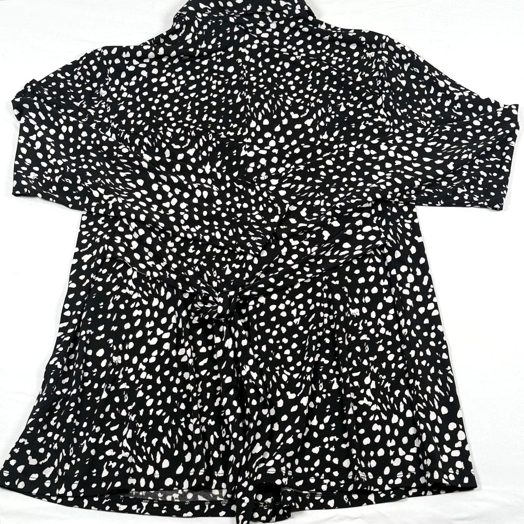 Vintage VINTAGE Cato Blouse 14/16W Polka Dot Button Front Tunic Top Stretch Tie Back Career Work Size XL / US 12-14 / IT 48-50 - 6 Thumbnail