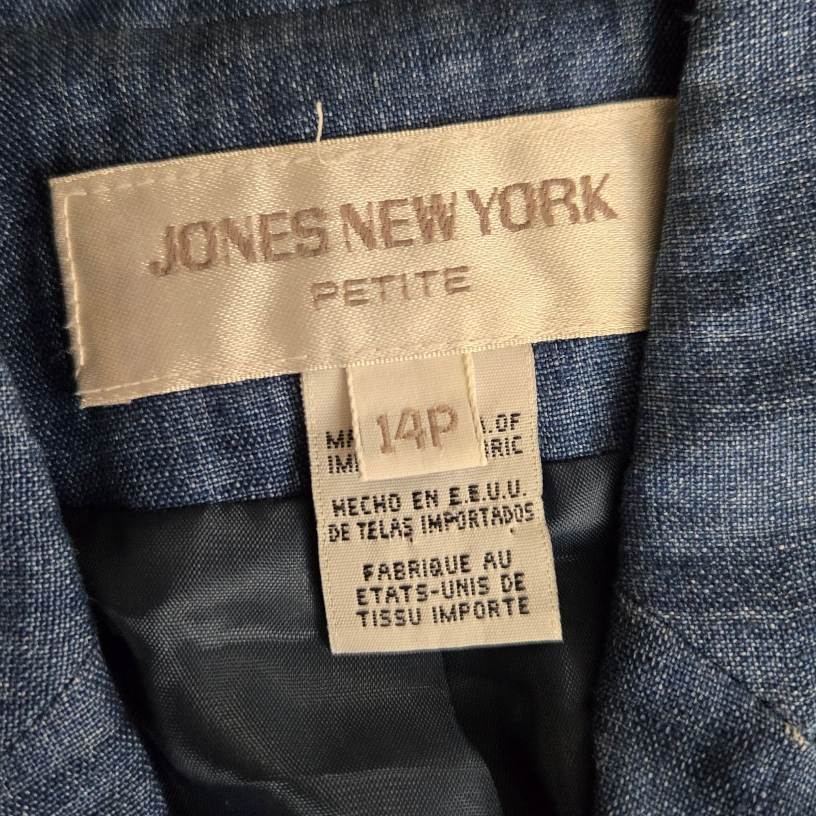 Jones New York Vintage Dark Chambray Linen Blazer Size 14P Size XL / US 12-14 / IT 48-50 - 5 Thumbnail