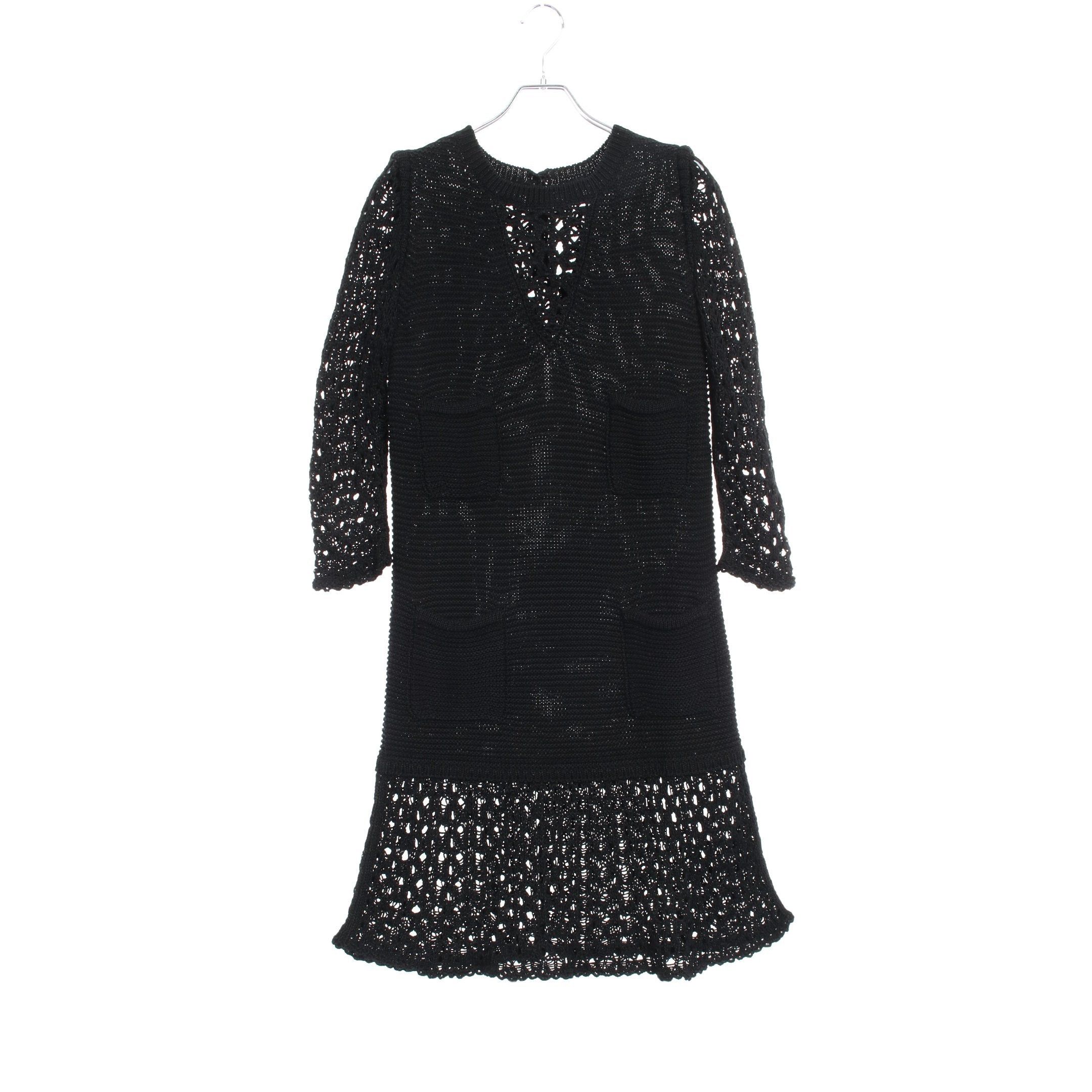 Chanel Chanel Knit Dress Cotton Black Size ONE SIZE - 1 Thumbnail