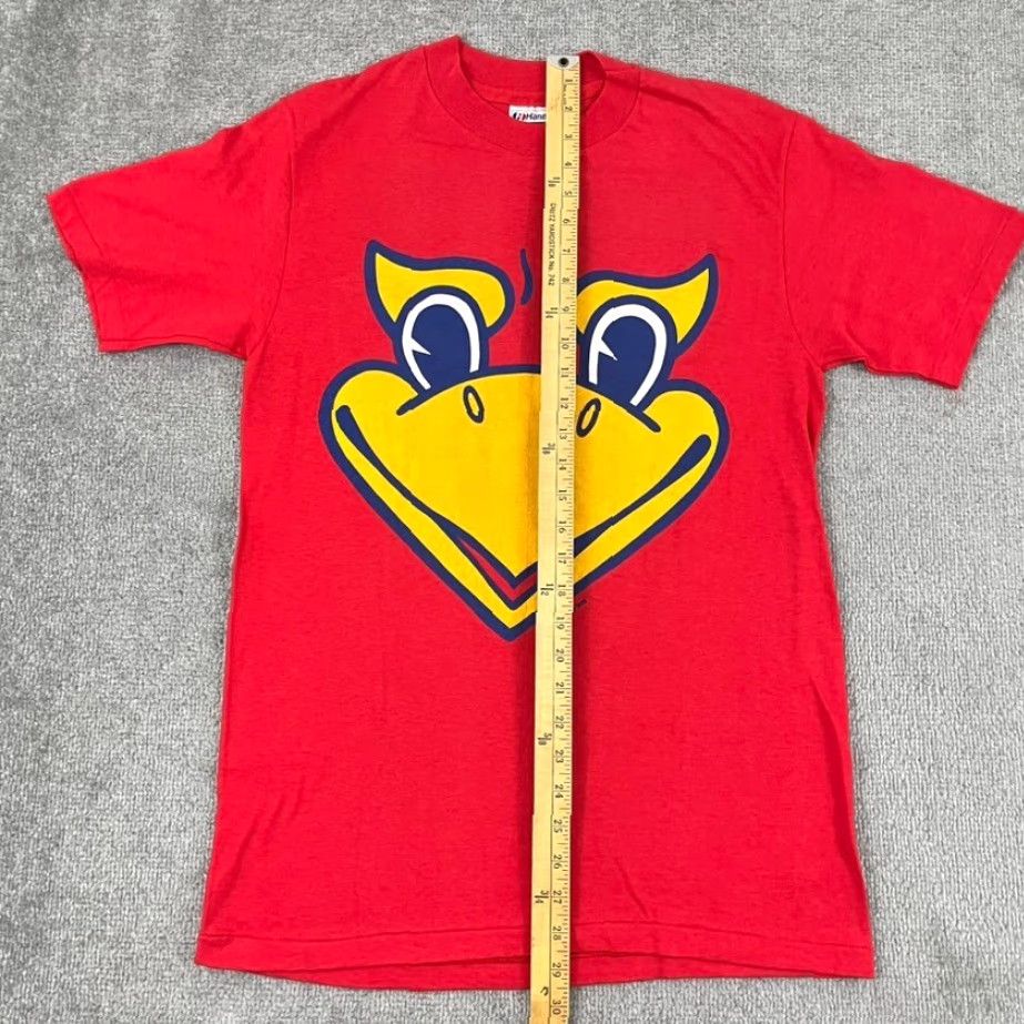 Hanes VINTAGE Kansas University Jayhawks Hanes Beefy-T Shirt Adult Mens Small Red Beak Em Graphic 1985 Size US M / EU 48-50 / 2 - 6 Thumbnail