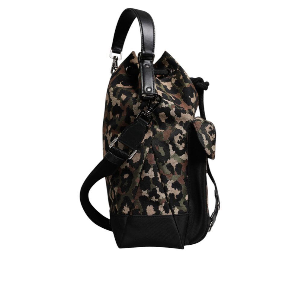 Dolce & Gabbana Dolce & Gabbana Multicolor Leopard Cotton Shoulder Bucket Ba Size ONE SIZE - 5 Thumbnail