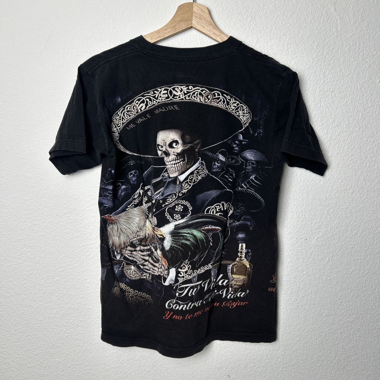 Vintage Mariachi Skeleton Rooster Chicano Short Sleeve T-Shirt Small Size US S / EU 44-46 / 1 - 5 Thumbnail