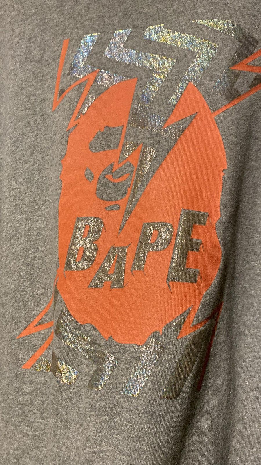 Bape Bape A Bathing Ape Head Lightning Crewneck Sweatshirt Grey Size ONE SIZE - 3 Thumbnail