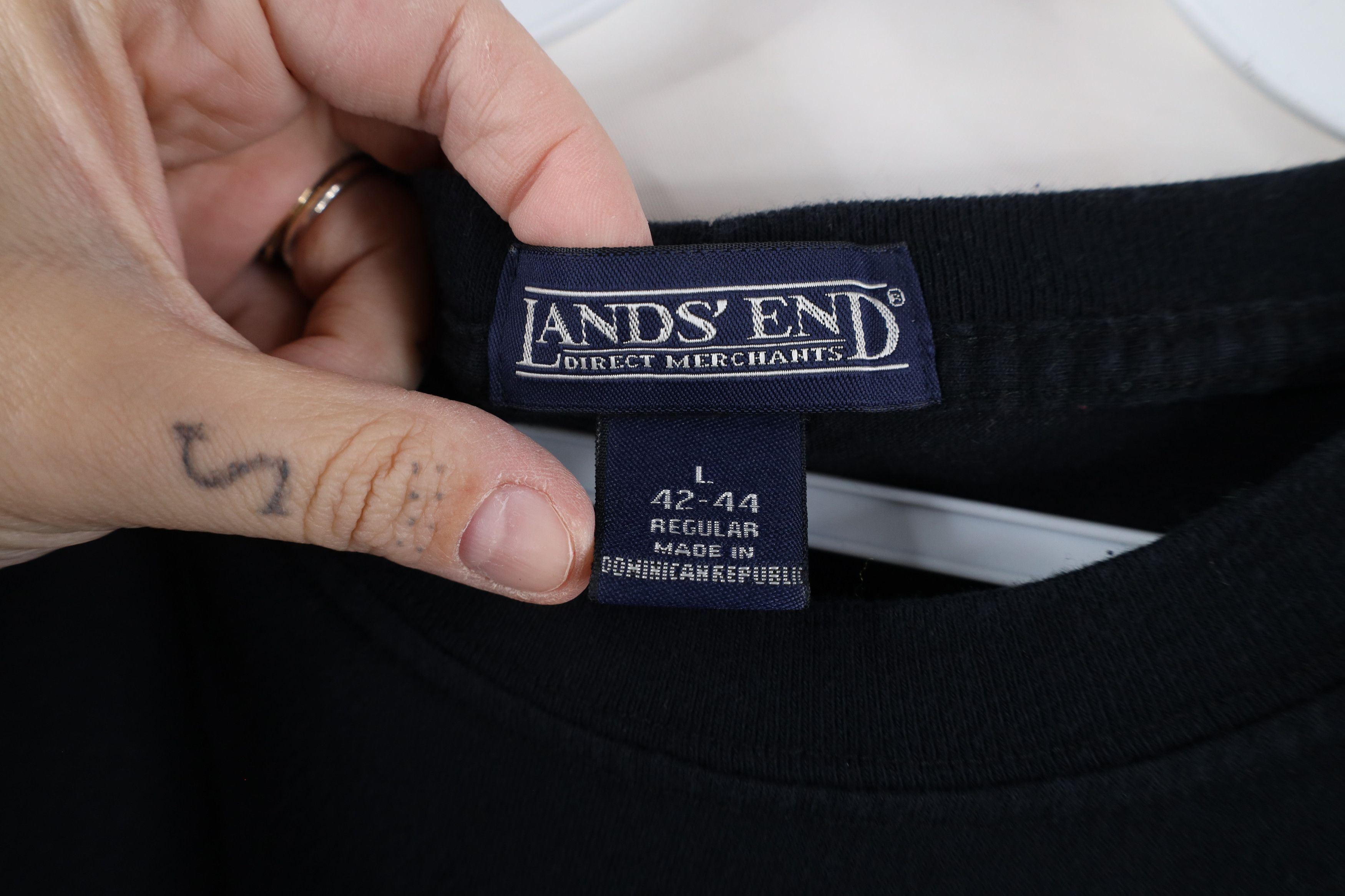Lands' End × Vintage Vintage 90s Lands End Blank Heavyweight T-Shirt Black Cotton Size US L / EU 52-54 / 3 - 6 Thumbnail