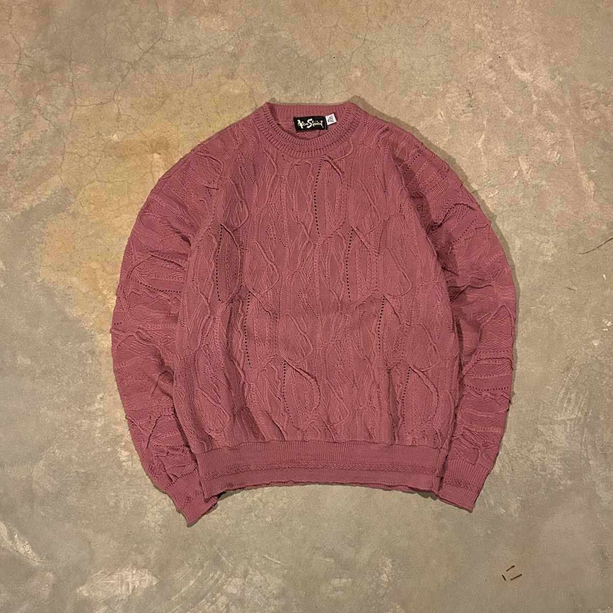 image of Coloured Cable Knit Sweater x Coogi Crazy Vintage 90's Coogi Style Pastel Pink Cable Knit Sweater (