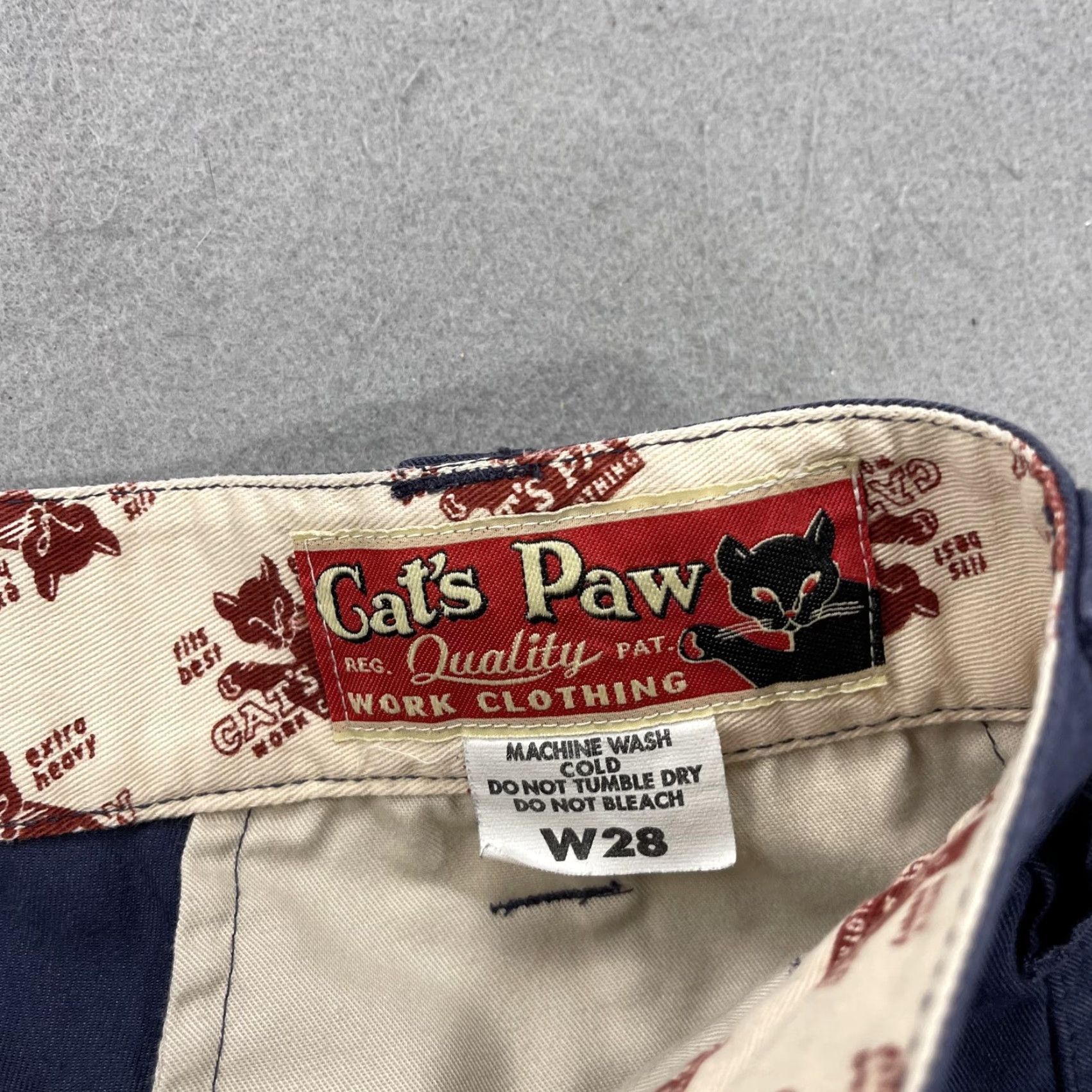 Vintage Beams Cat's Paw Work Clothing Mens Canvas Chino Pants Blue W28 28x24 Straight Pockets Logo Front Zip Casual Workwear Shirts? Size US 28 / EU 44 - 5 Thumbnail
