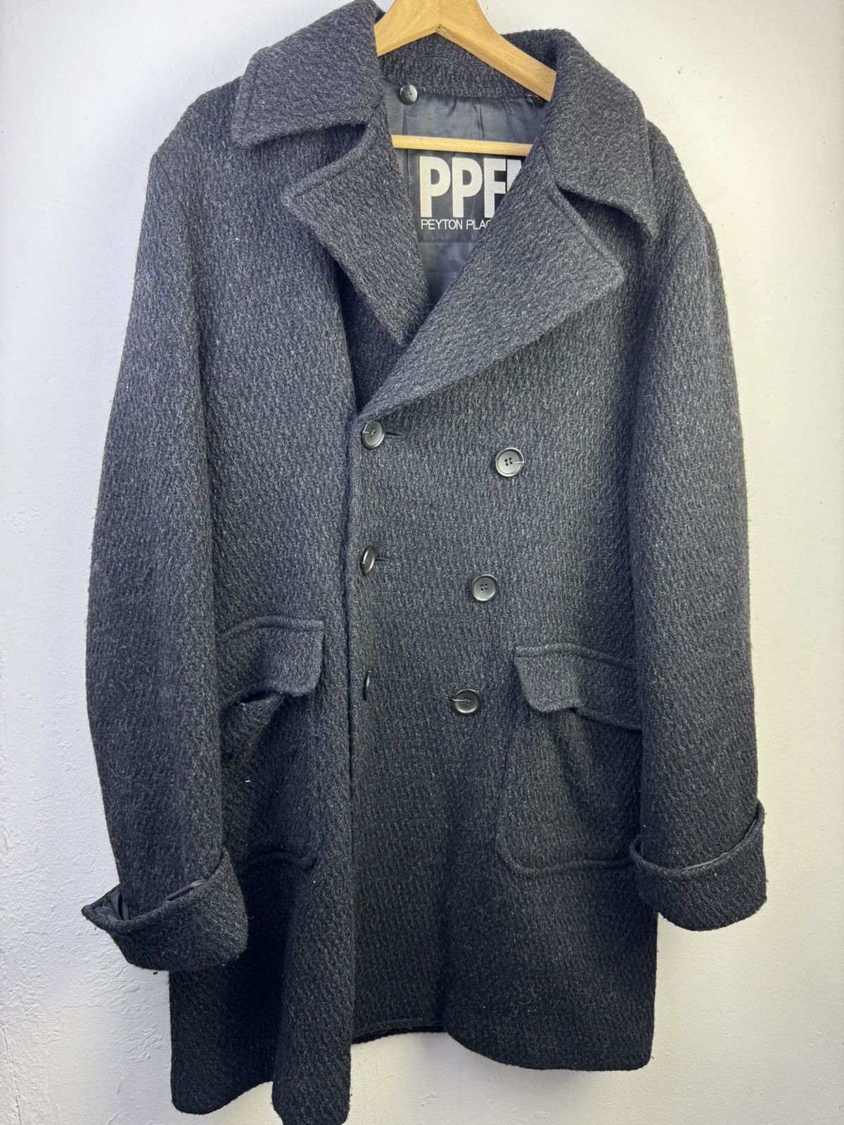 PPFM PPFMPeyton Place dark grey wool blend doublebreasted peacoat Size US L / EU 52-54 / 3 - 2 Thumbnail