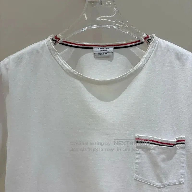 Thom Browne Thom Browne White Striped Short Sleeve T-Shirt . Size US L / EU 52-54 / 3 - 3 Thumbnail