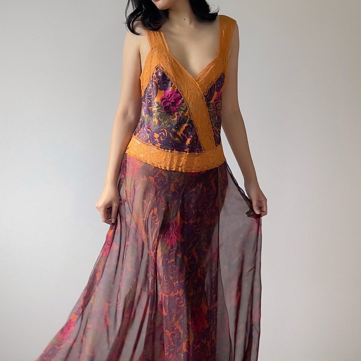 Victoria's Secret Victoria’s Secret 1990s Floral Chiffon Maxi Slip Dress (S–M) Size M / US 6-8 / IT 42-44 - 2 Thumbnail
