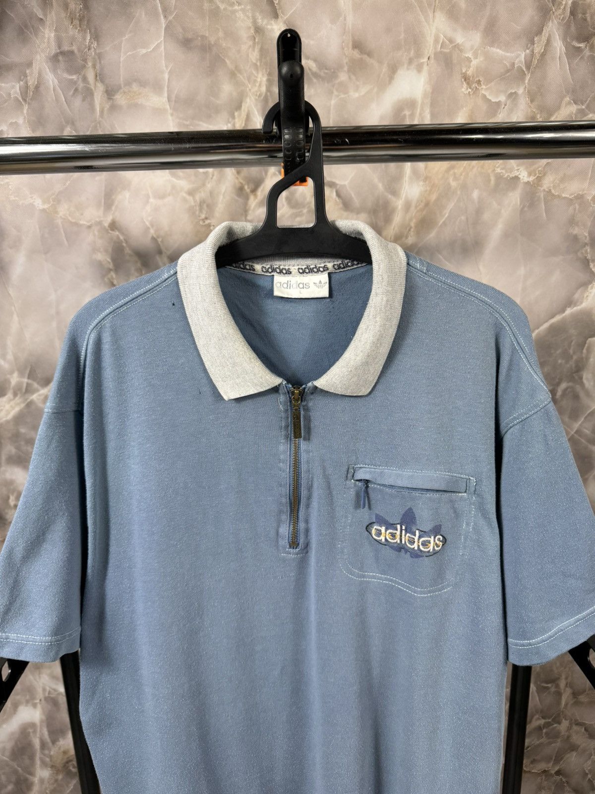 Vintage Vintage Adidas 90s 1/3 Zip Polo tee Size US L / EU 52-54 / 3 - 3 Thumbnail