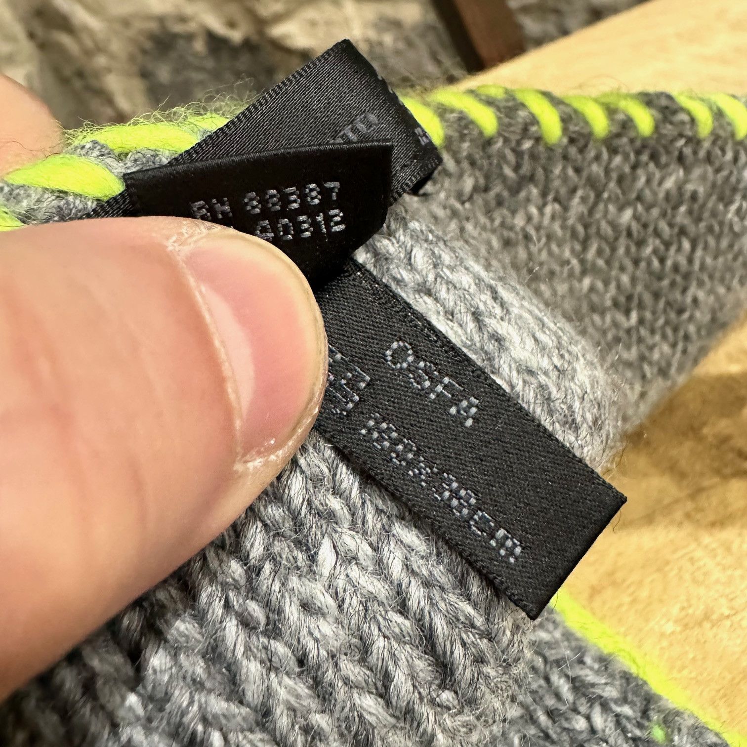 Y-3 Y-3 Grey Neon Yellow Striped Oversized Reversible Wool Scarf Size ONE SIZE - 4 Thumbnail