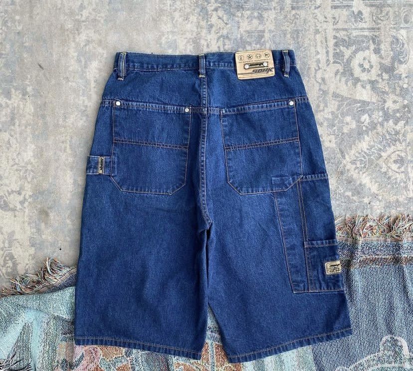 Image of Ecko Unltd x Jnco Y2K Sohk Hip Hop Baggy Short Jorts Pants in Denim, Men's (Size 31)