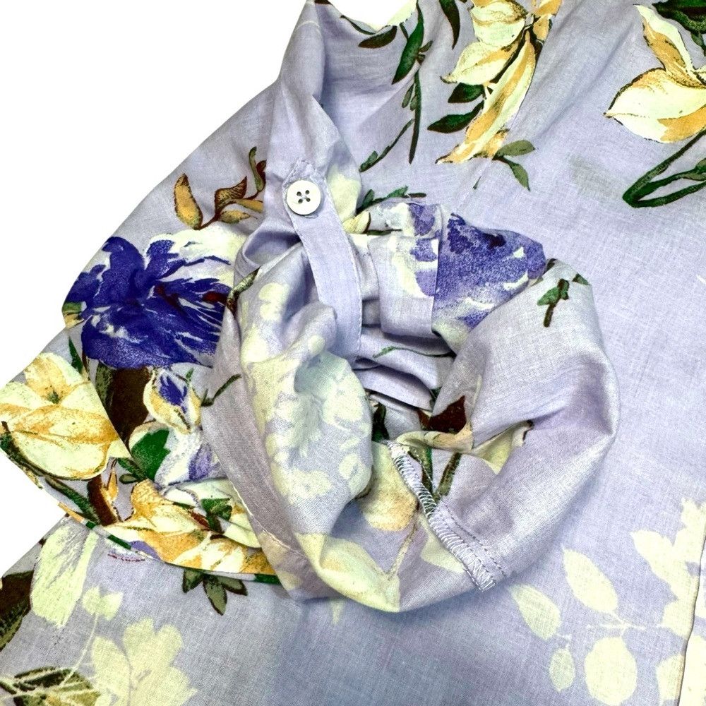Other New Roaman's Lilac Floral Long Roll Up Sleeve Cotton Big Sh Size 4XL / US 24-26 - 3 Thumbnail
