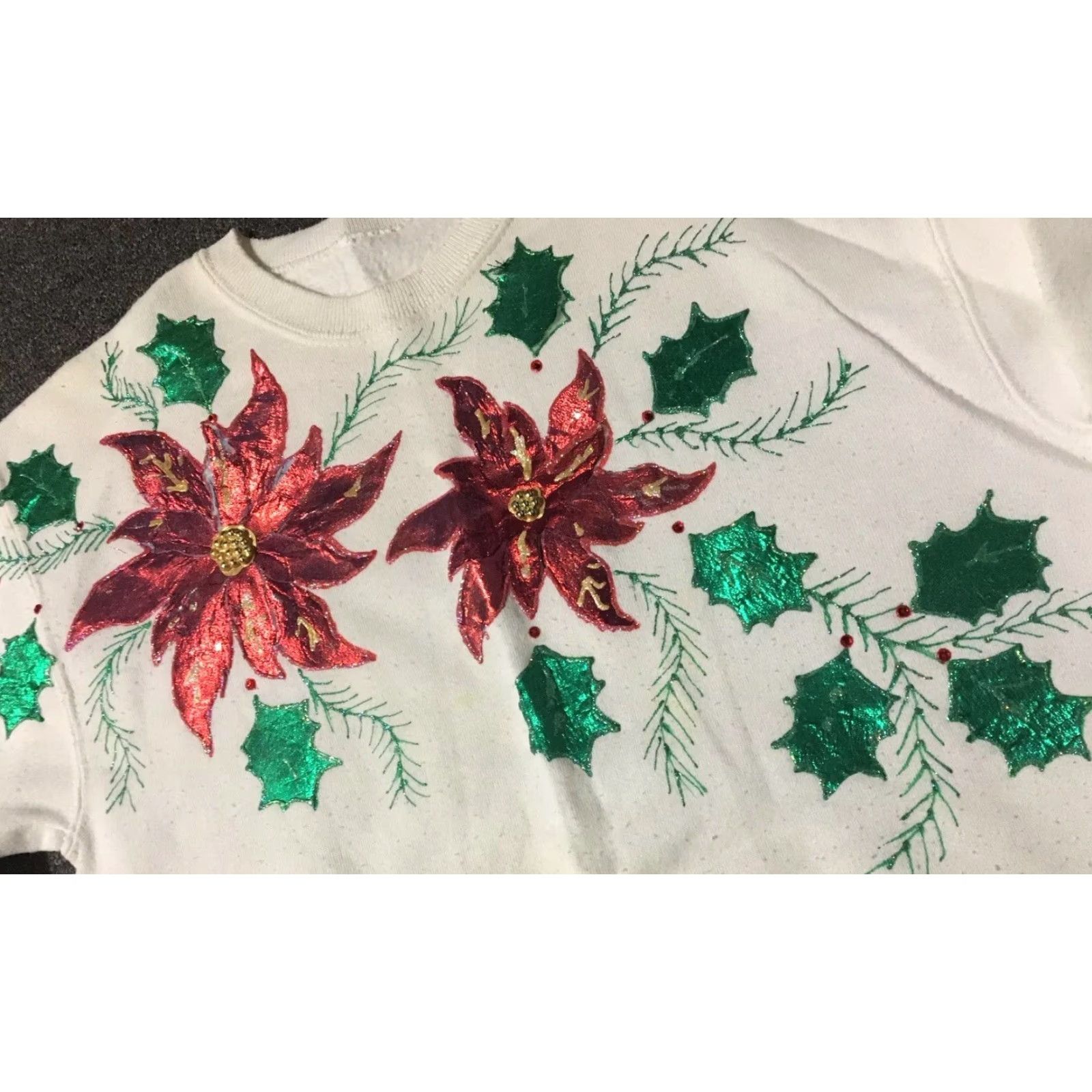 Vintage Vtg 90s Flowers Leaves Sweatshirt M White Men Adult M Crewneck USA Outdoor Grunge Vaporwave 80s 90s Nature Art Flower Size US M / EU 48-50 / 2 - 2 Thumbnail