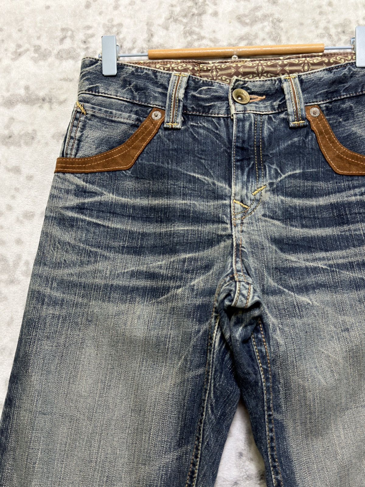 Edwin Vintage Edwin Western Suede Pocket Mud Wash Straight Denim Size US 27 - 5 Thumbnail
