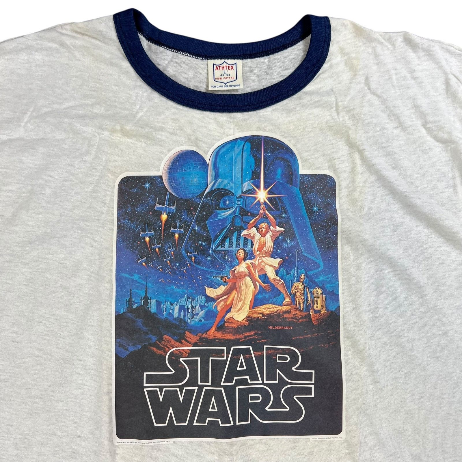 Star Wars × Vintage Vintage 1977 Star Wars A New Hope movie ringer tee (L) Size US L / EU 52-54 / 3 - 2 Thumbnail