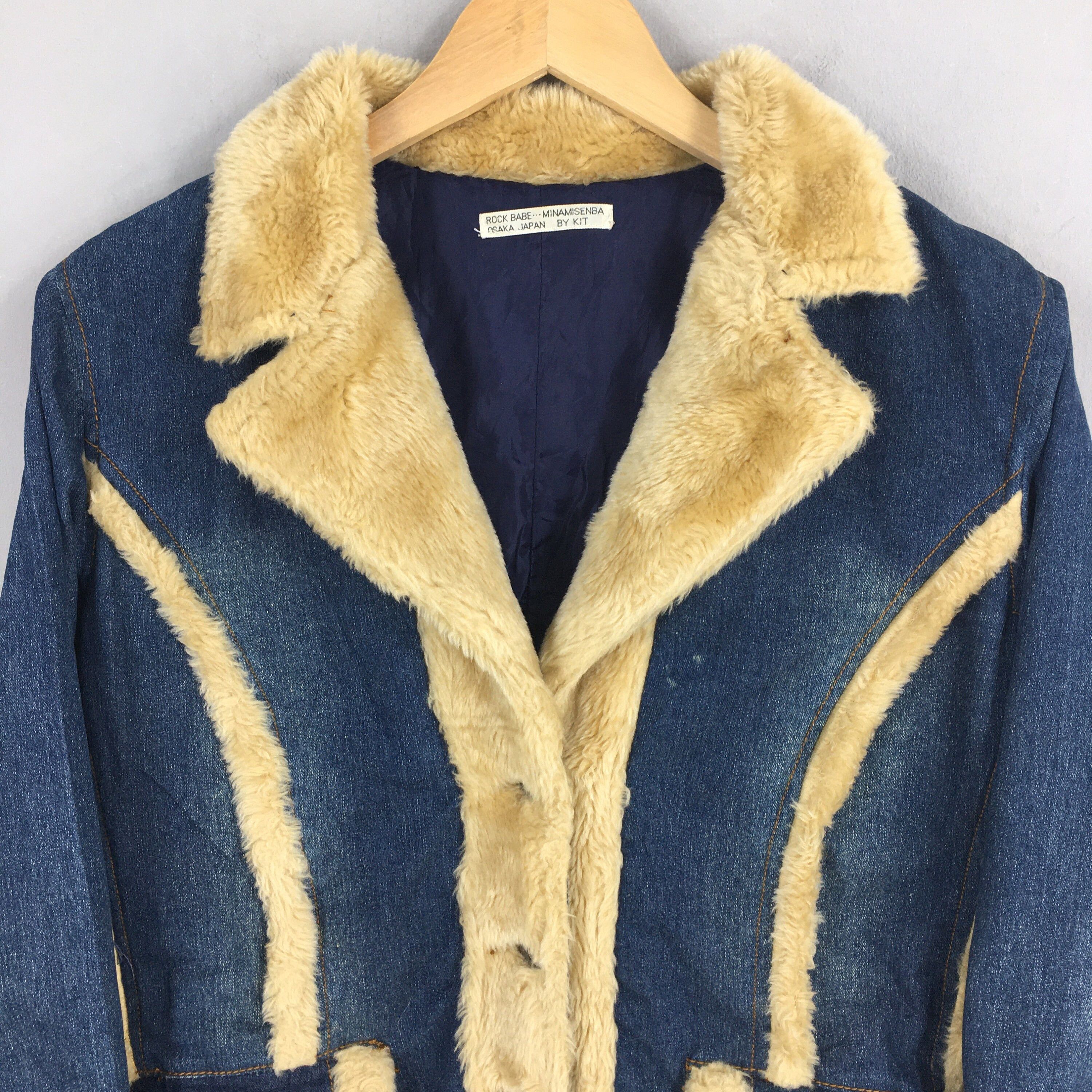 If Six Was Nine × Le Grande Bleu (L.G.B.) × Tornado Mart Vintage Rock Babe Japan Denim Long Coat Fux Fur Medium Size M / US 6-8 / IT 42-44 - 2 Thumbnail