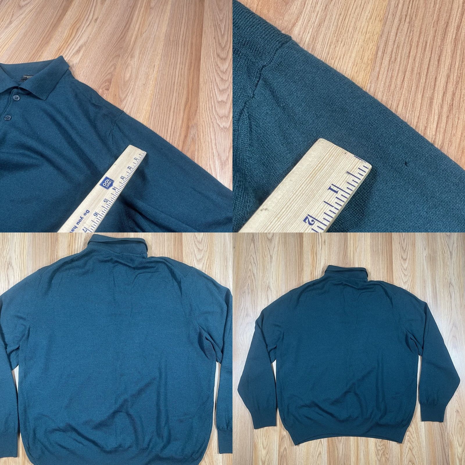 Vintage Giorgiolini Sweater Mens 2XL Green 100% Merino Wool Knit 1/4 Button Collared Pullover Long Sleeve Crew Neck Regular Fit Vintage: No Size US XXL / EU 58 / 5 - 9 Thumbnail