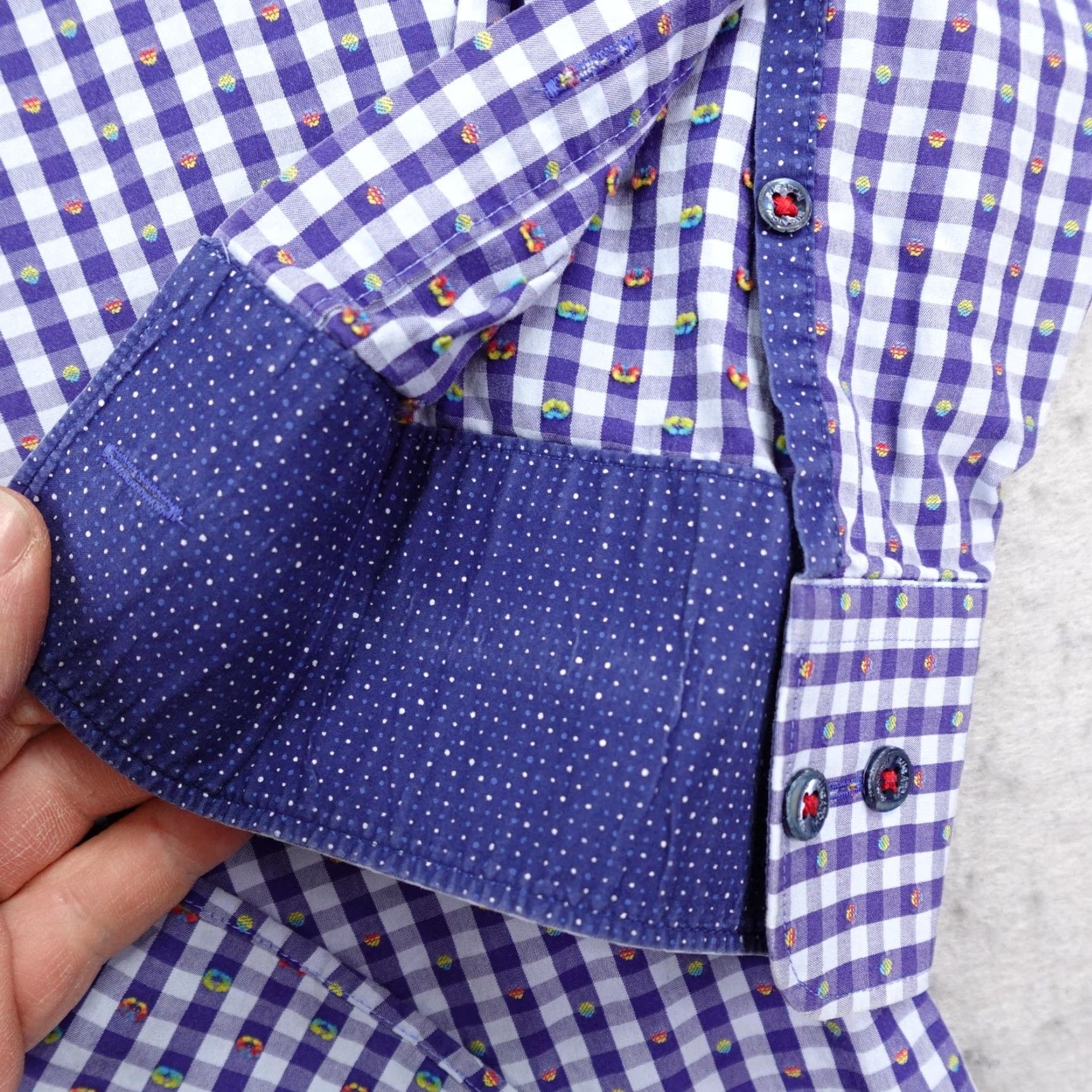 BUGATCHI Bugatchi Uomo Shirt Mens XL Blue Gingham Plaid Button-Up Classic Fit Size US XL / EU 56 / 4 - 5 Thumbnail