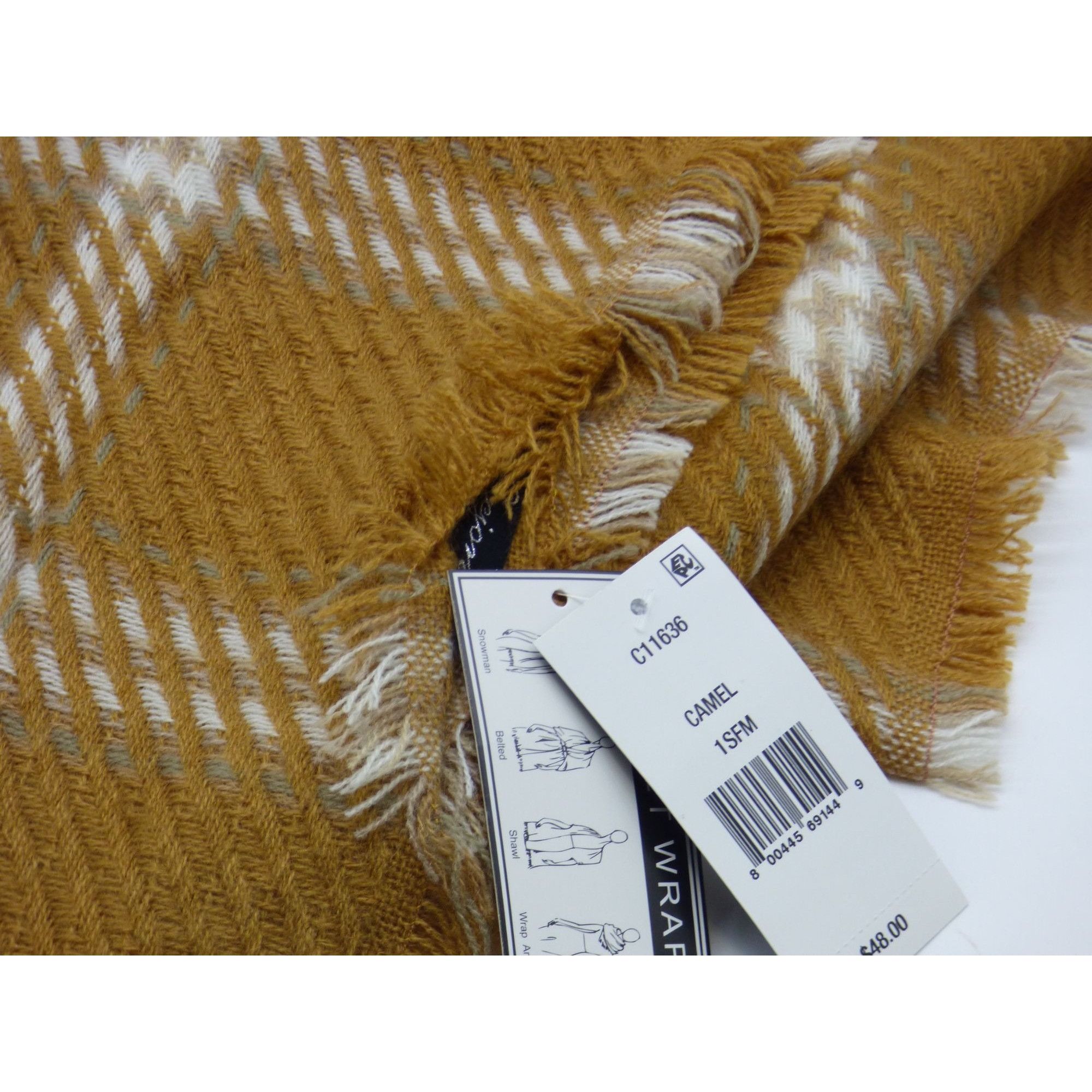 Other Cejon Heritage Plaid Blanket Scarf, 20”x76”, Camel Size ONE SIZE - 5 Thumbnail