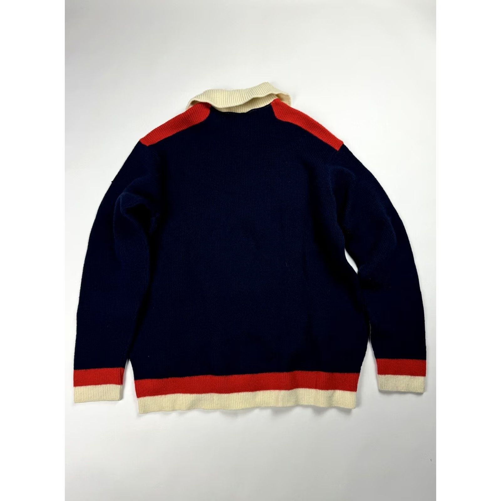 Sears VINTAGE Sears Sweater Wool 1/4 Zip Pullover Striped Knit Unisex Adults L Red 70s Mens Womens Boys Girls Size US L / EU 52-54 / 3 - 2 Thumbnail