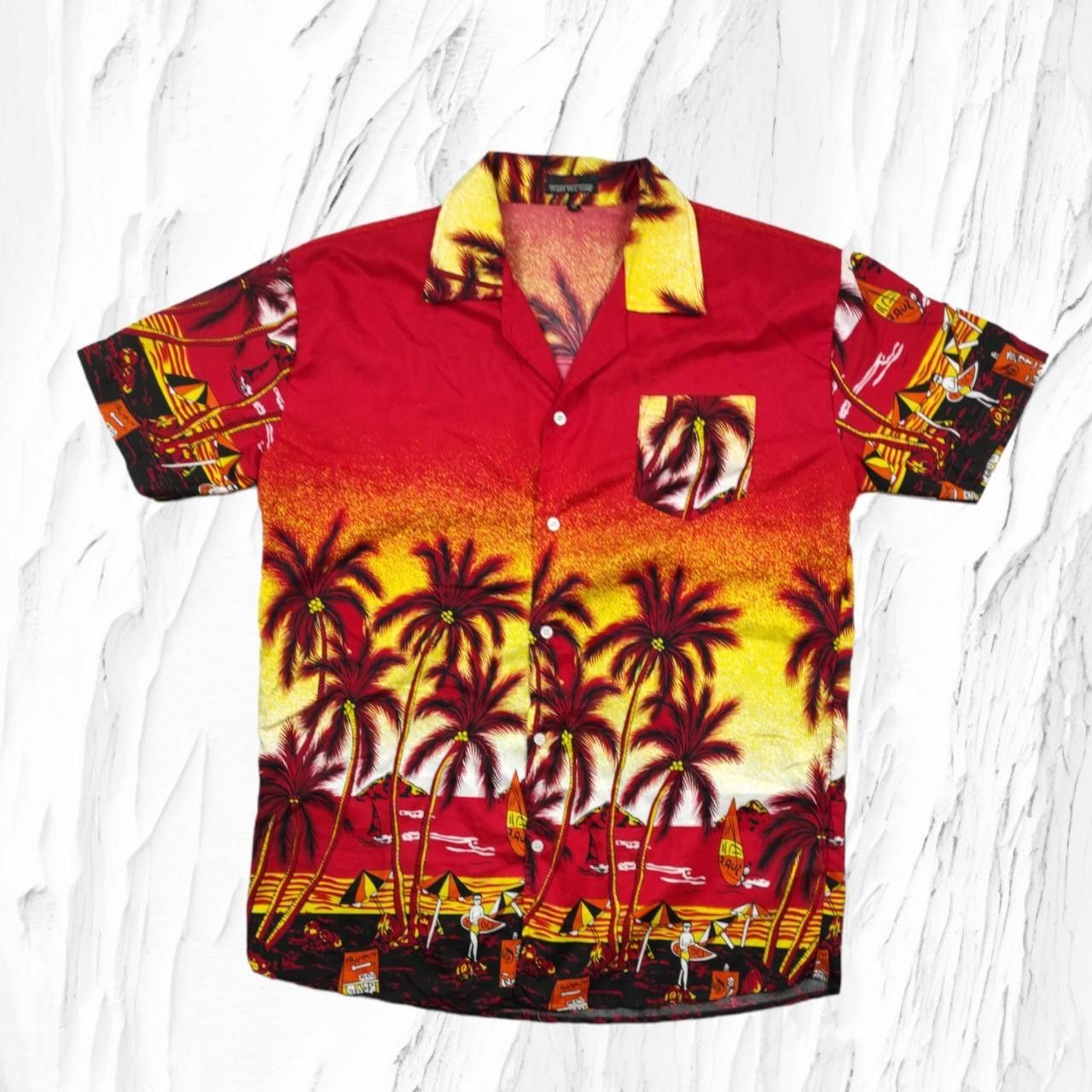 Vintage Vintage Hawaiian Summer Button Up Shirt with Palms and Beach Size US XL / EU 56 / 4 - 2 Thumbnail
