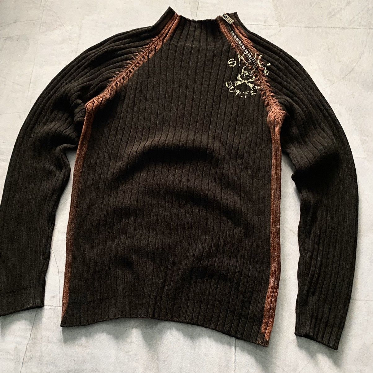 20471120 Japan Avantgarde Skull Knit Rib Printed Sweater Y2K Size US S / EU 44-46 / 1 - 5 Thumbnail